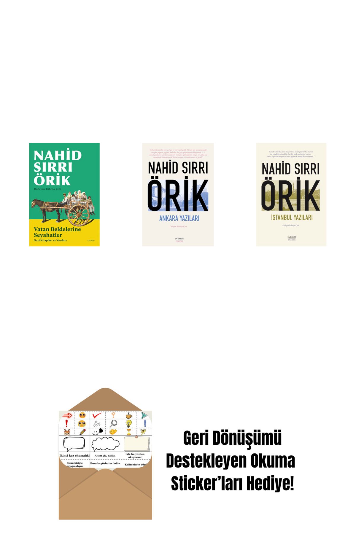 Everest Yayınları Vatan Beldelerine Seyahatler + Ankara Yazıları + İstanbul Yazıları + Okuma Sticker'ları