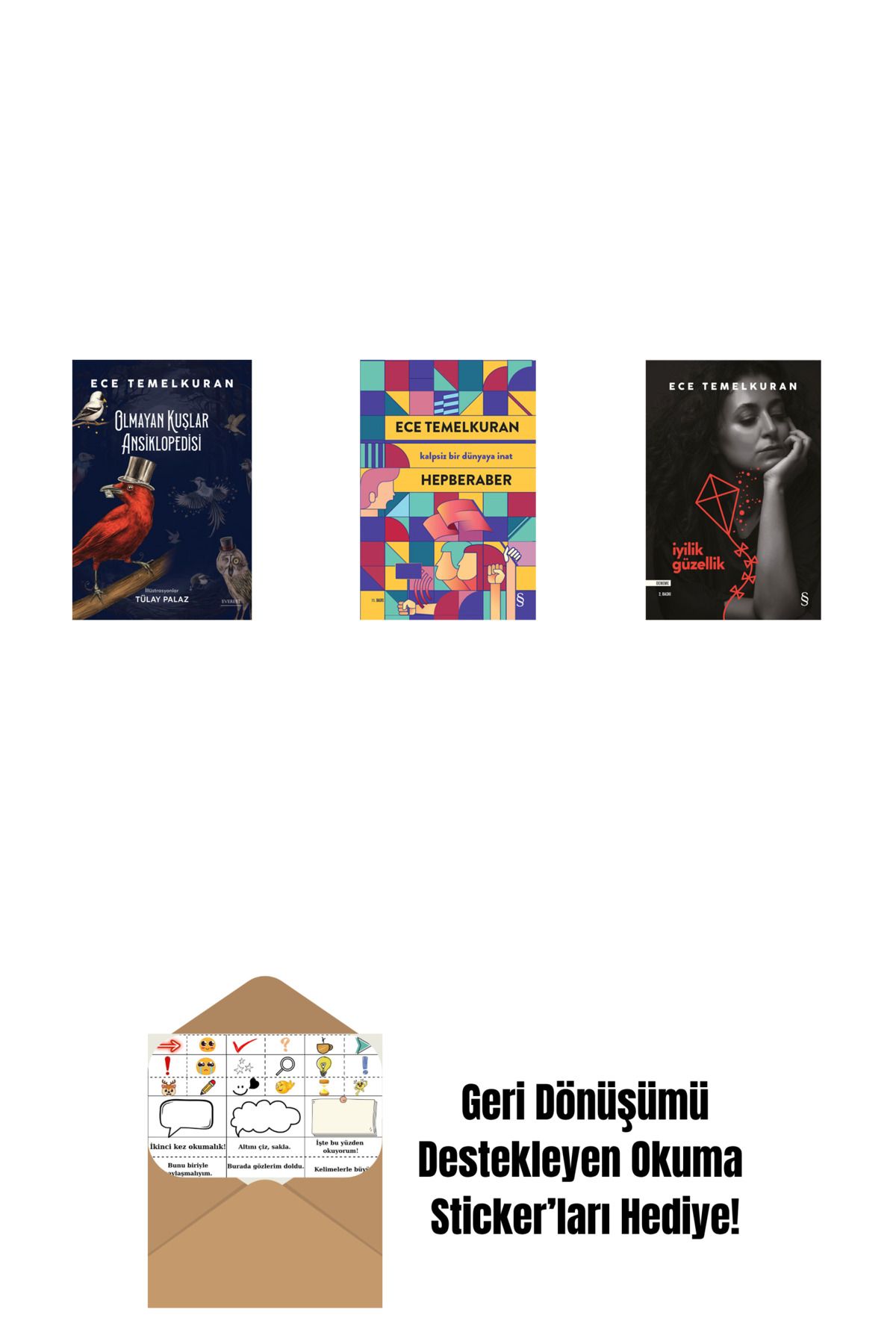 Everest Yayınları Olmayan Kuşlar Ansiklopedisi + Hepberaber + İyilik Güzellik + Okuma Sticker'ları