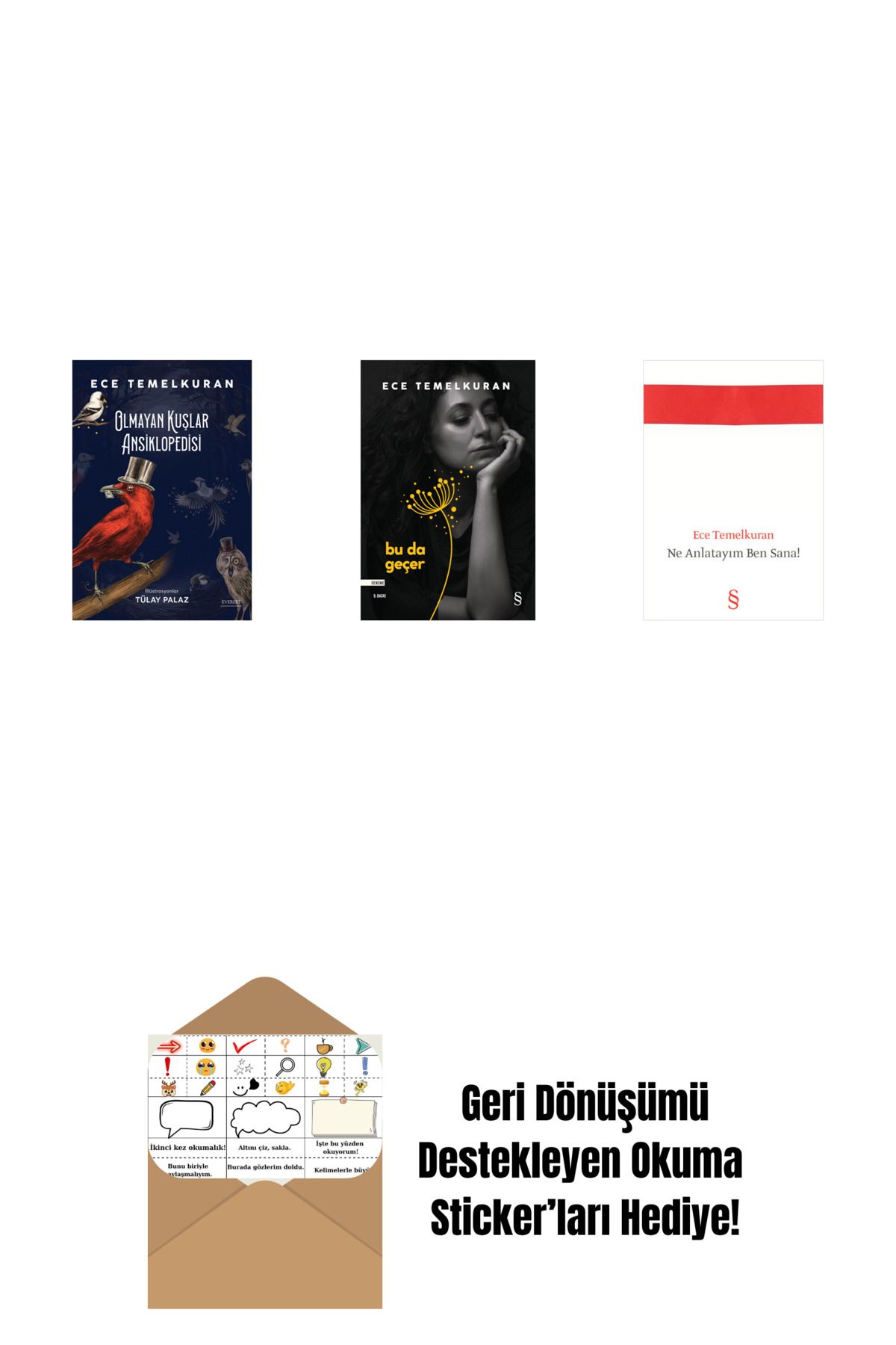 Everest Yayınları Olmayan Kuşlar Ansiklopedisi + Bu da Geçer + Ne Anlatayım Ben Sana! + Okuma Sticker'ları