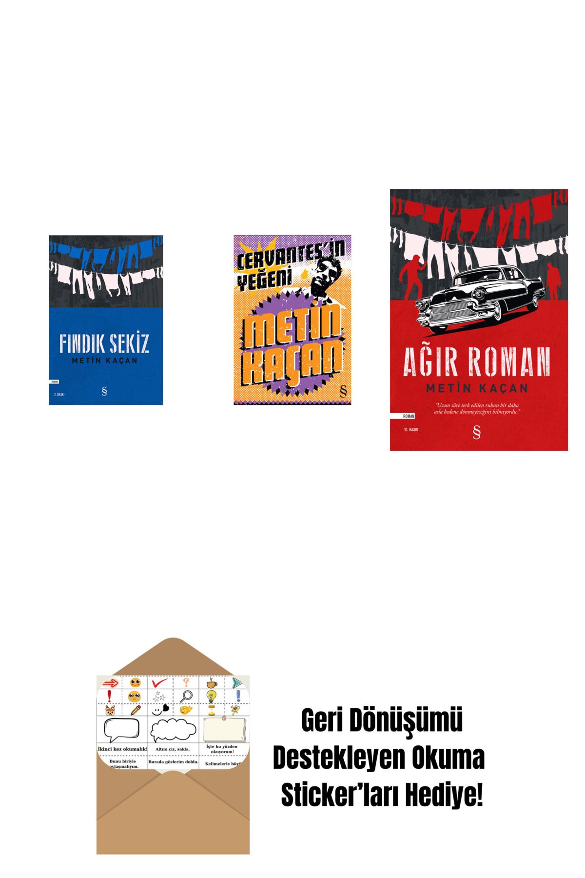 Everest Yayınları Fındık Sekiz + Cervantes'in Yeğeni + Ağır Roman + Okuma Sticker'ları