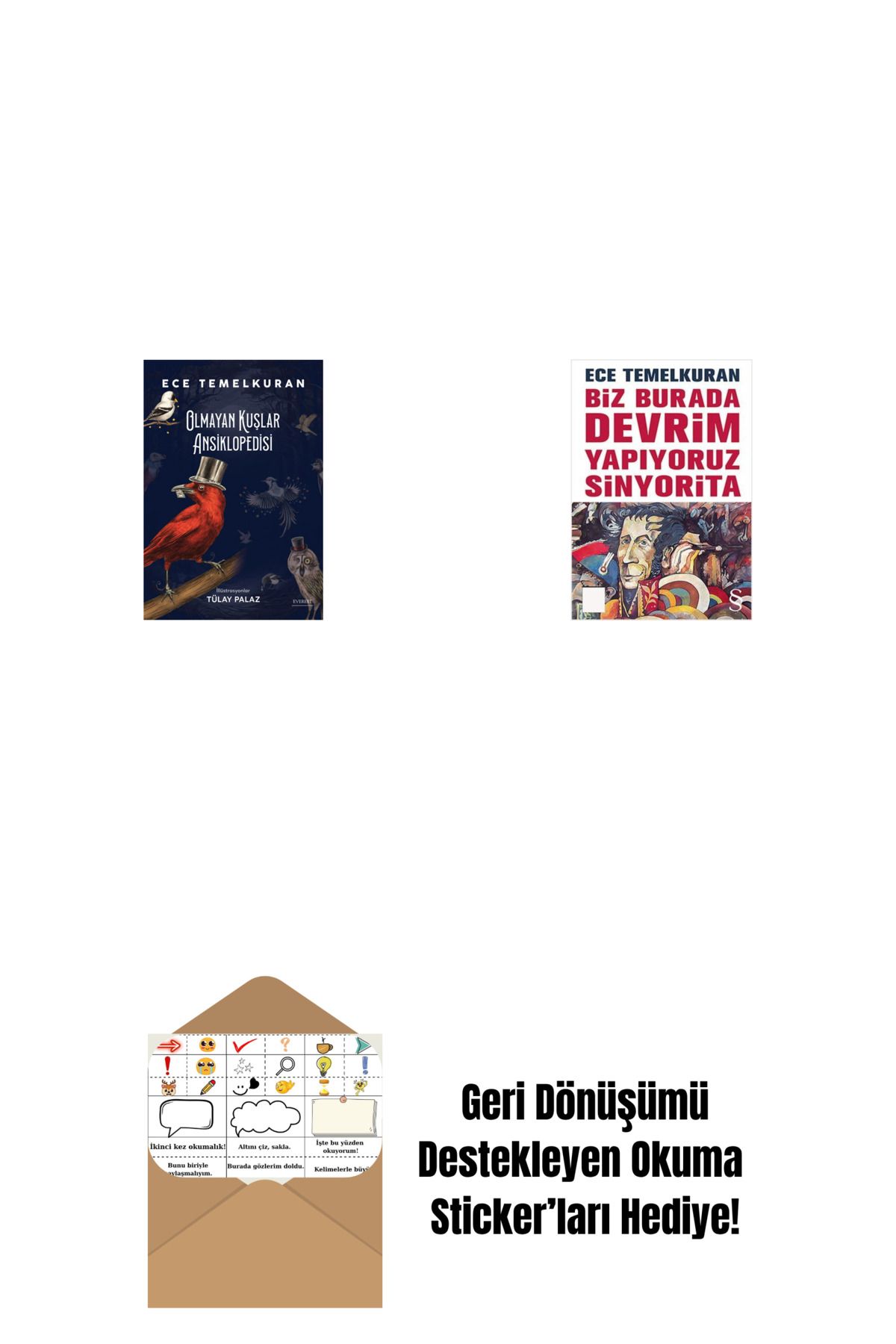 Everest Yayınları Olmayan Kuşlar Ansiklopedisi + Biz Burada Devrim Yapıyoruz Sinyorita (Cep Boy) + Okuma Sticker'ları