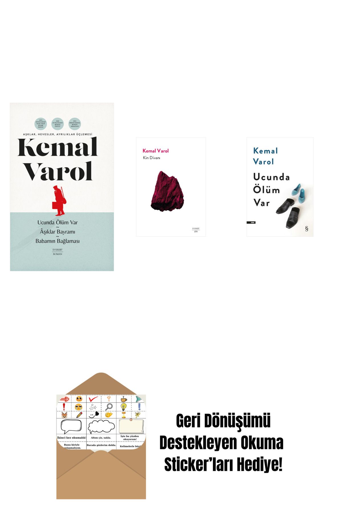 Everest Yayınları Aşklar, Hevesler, Ayrılıklar Üçlemesi (Ciltli) + Kin Divanı + Ucunda Ölüm Var + Okuma Sticker'ları