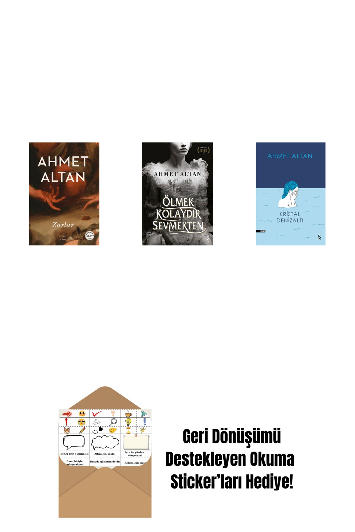 Everest Yayınları Zarlar + Ölmek Kolaydır Sevmekten + Kristal Denizaltı + Okuma Sticker'ları
