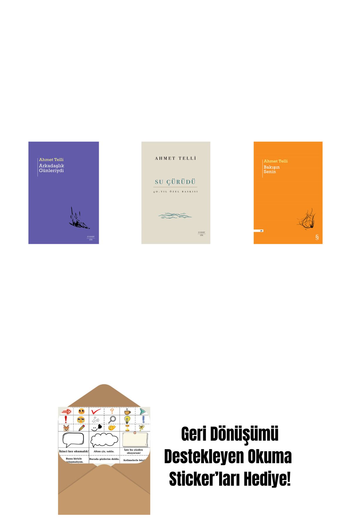 Everest Yayınları Arkadaşlık Günleriydi + Su Çürüdü (Ciltli) + Bakışın Senin + Okuma Sticker'ları