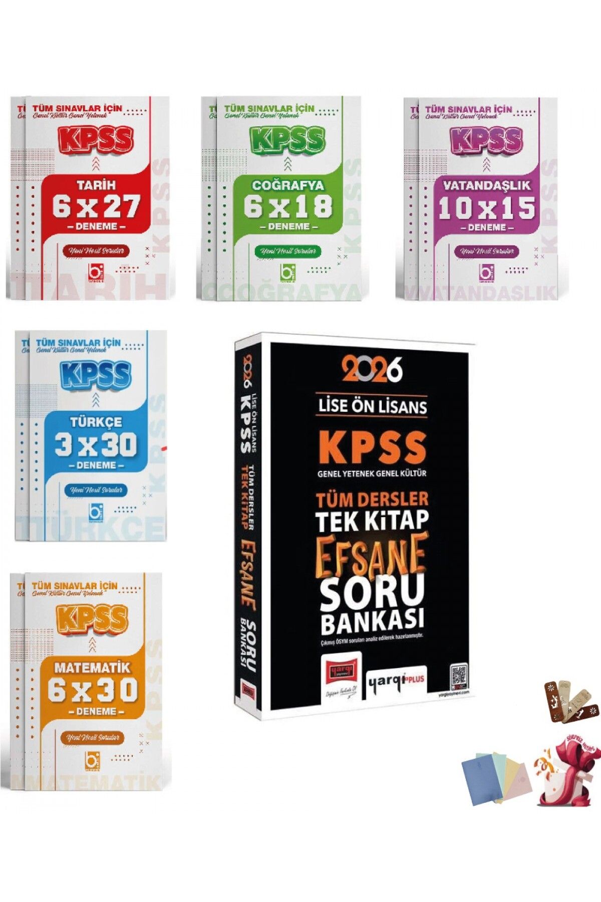 Bi bigelio 2026 KPSS Lise Ön Lisans Efsane Soru Bankası Tek Kitap ve Deneme Seti 6 Kitap Yargı ve Bigelio Yayın