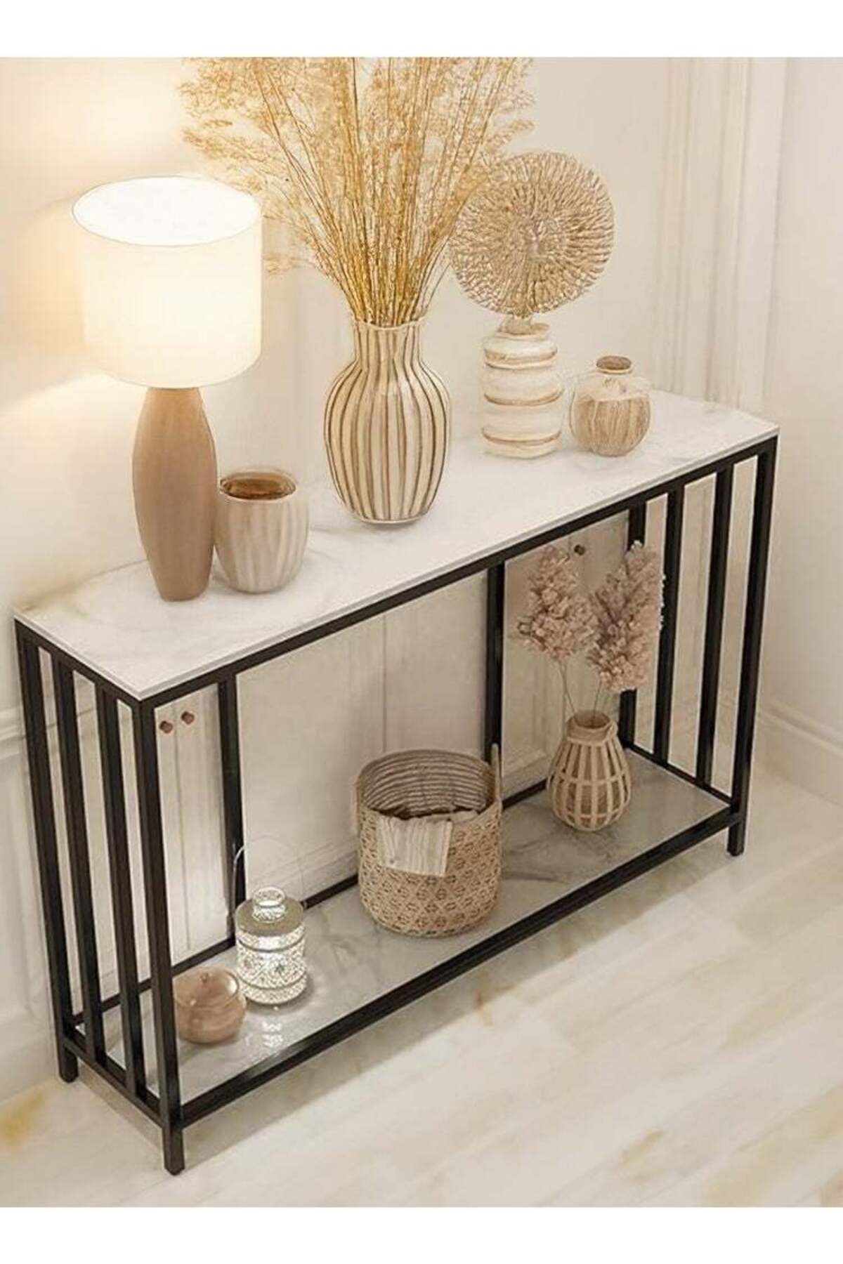 AGD-Narrow Console Table for Entrance, Modern Glossy Sideboard with Lower Shelf for Sofa Side, Hallw 1