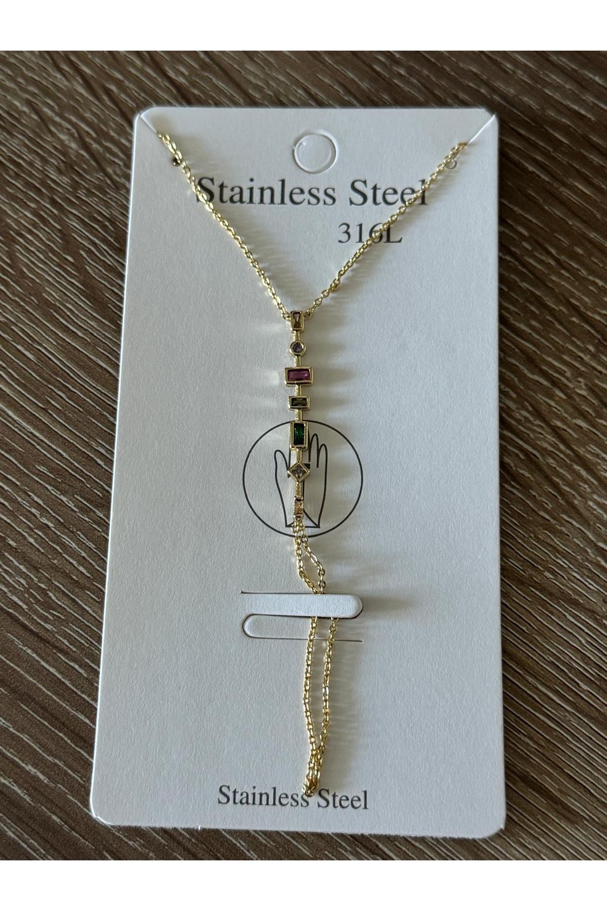 misstakıjewerly ÇELİK GOLD RENK SIRALI RENKLİ TAŞLI ŞAHMERAN