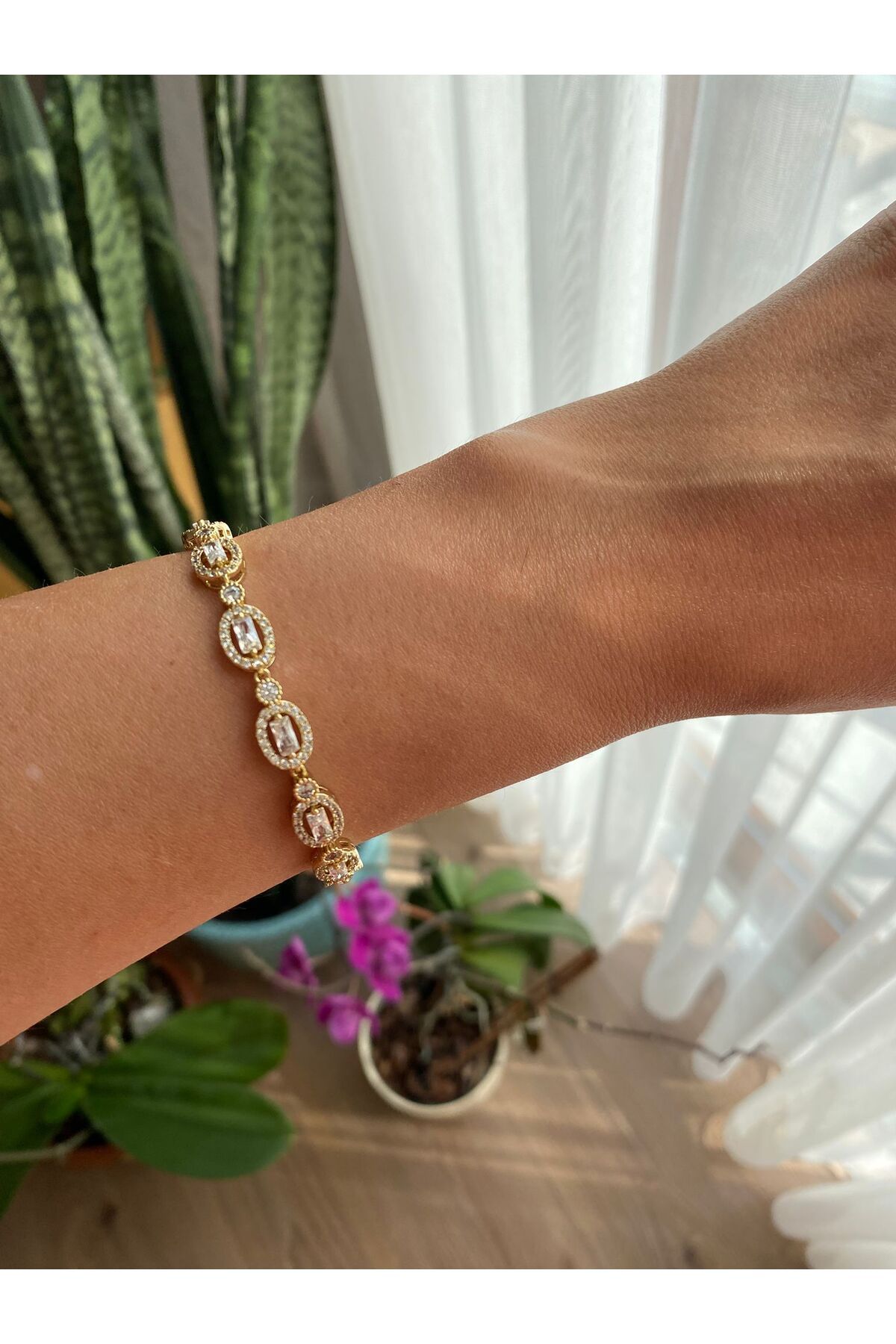 marsel aksesuar Xuping Baget Oval Taşlı Gold Bileklik