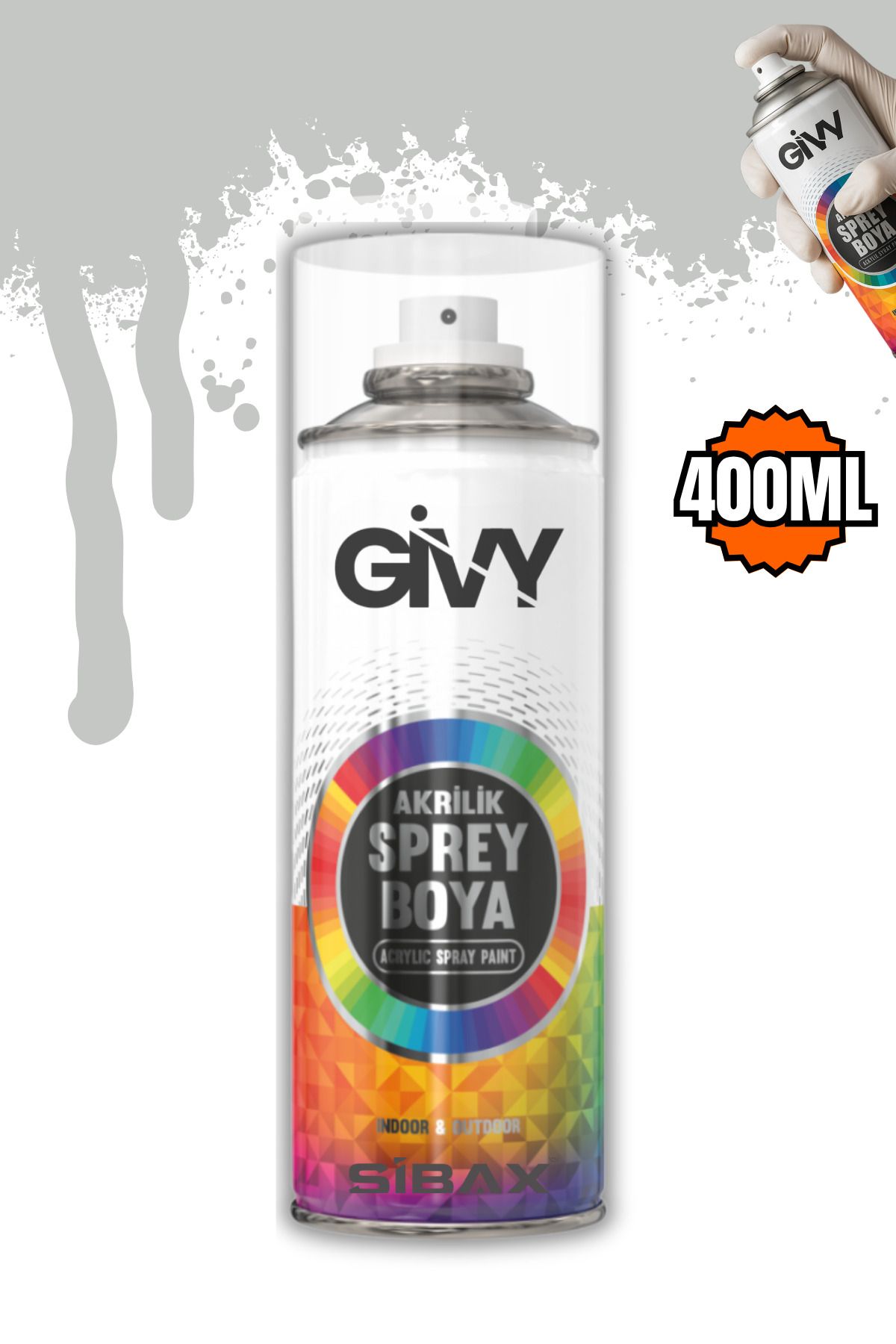 GİVY Akrilik Sprey Boya Açık Gri RAL 7035 400 ml