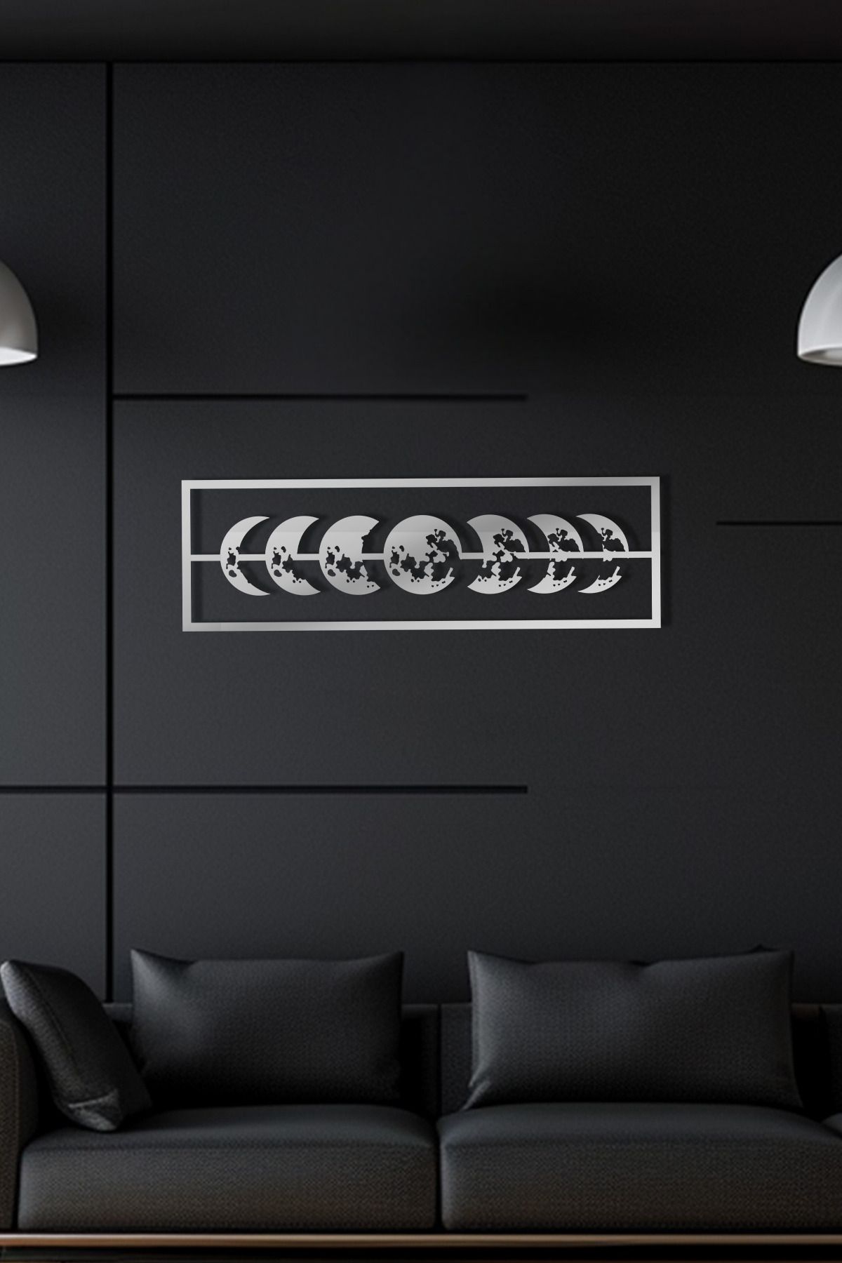 cncrafft Ay Evreleri Metal Tablo – Minimal Astronomi Duvar Dekoru