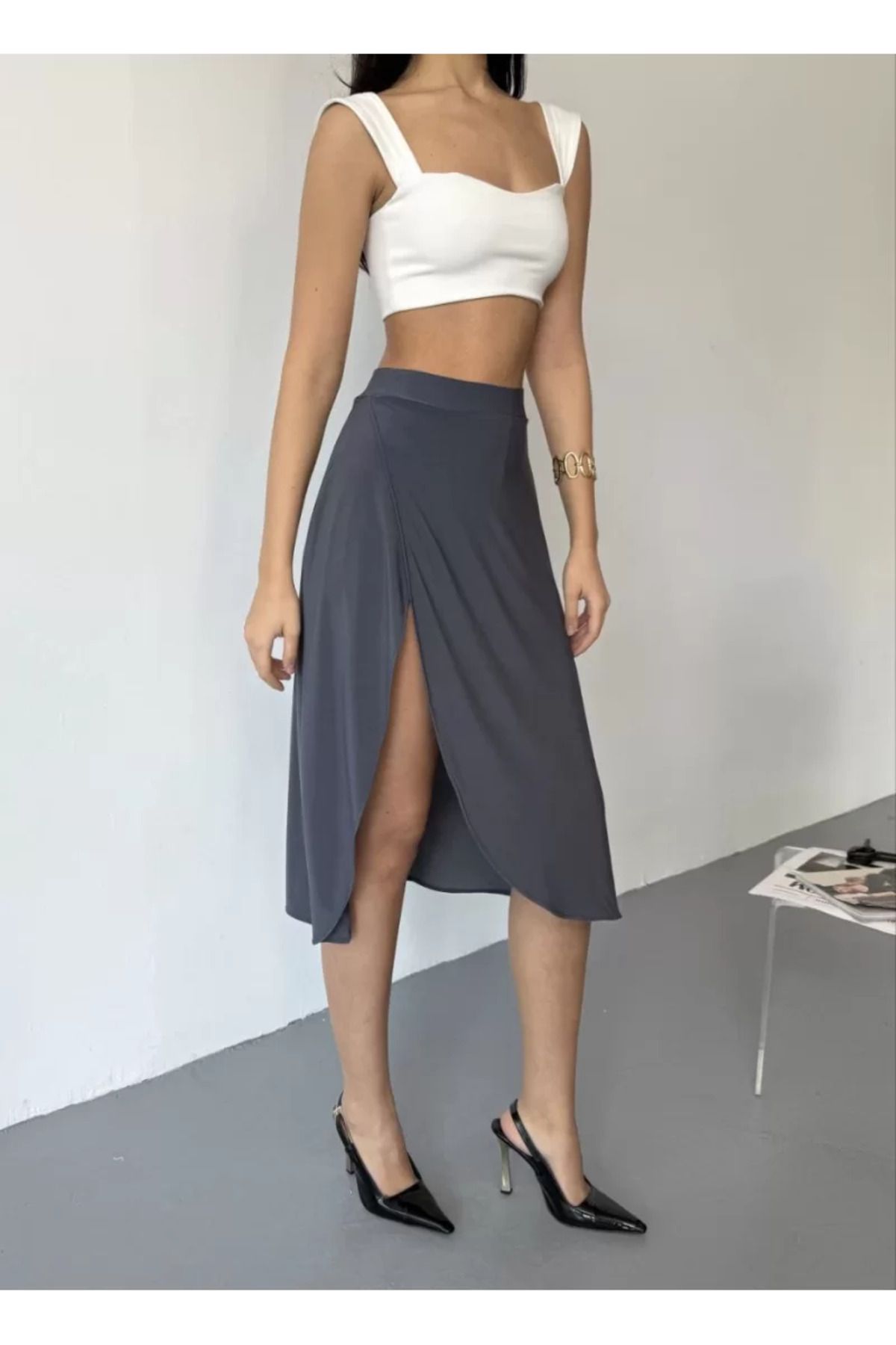 ruum fashions Çepli Şortlu Yırtmaçlı Etek