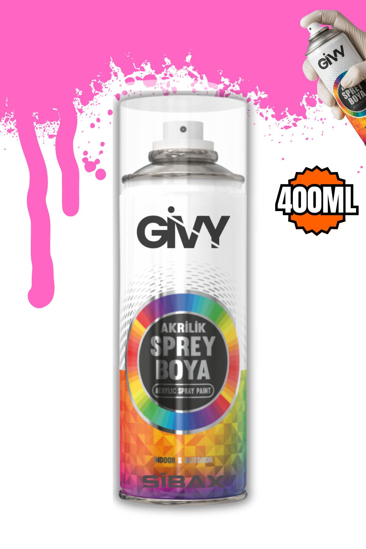 GİVY Akrilik Sprey Boya Floresan Pembe 400 ml