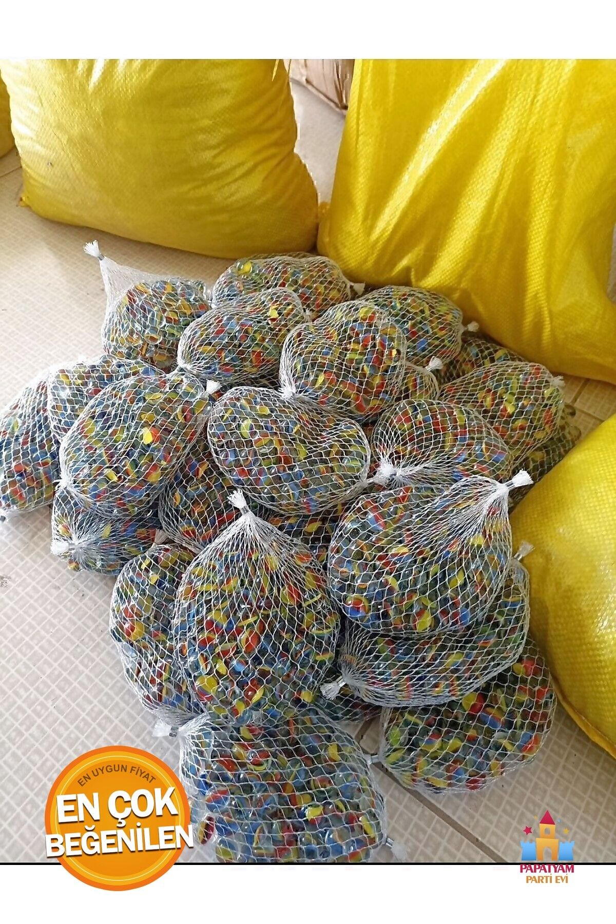 PapatyamPartiEvi Rengarenk Karışık Bilyeler - 100 Adetlik Paketle Çocukların Yaratıcılığını Destekleyin