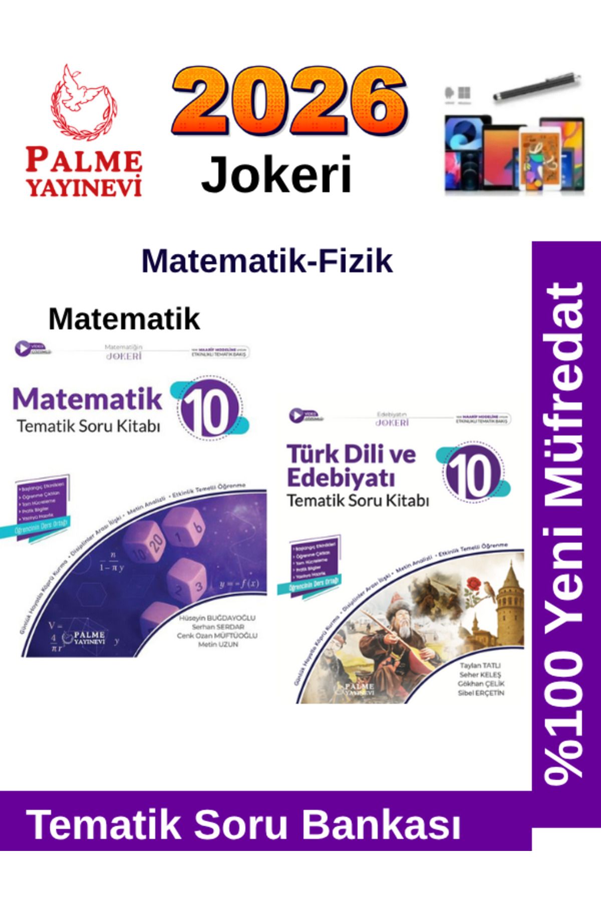 Palme Yayınevi 2026 10.Sınıf Türk Dil Edb.-Matematik %100 Yeni Müfredat Tematik Soru Bankası+Android Kalem