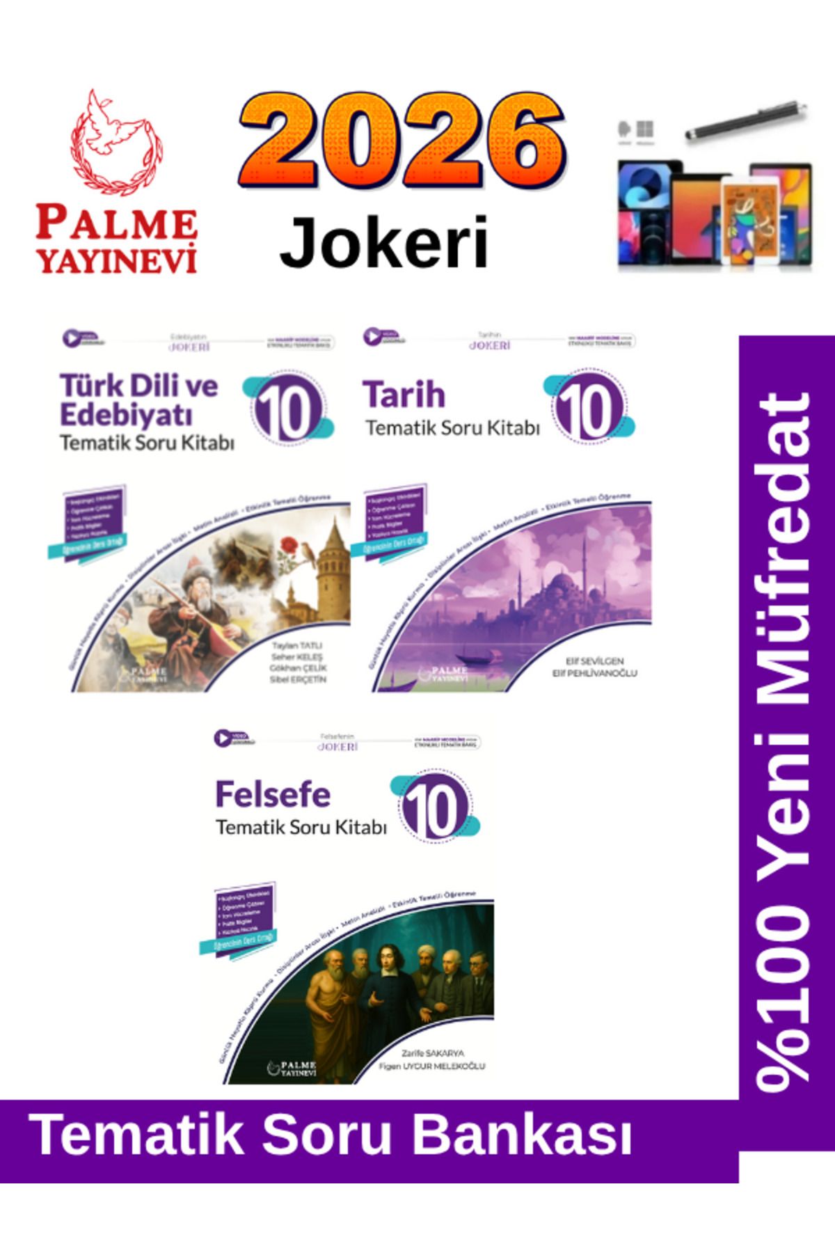 Palme Yayınevi 2026 10.Sınıf Türk Dil Edb.-Tarih-Felsefe %100 Yeni Müfredat Tematik Soru Bankası+Android Kalem