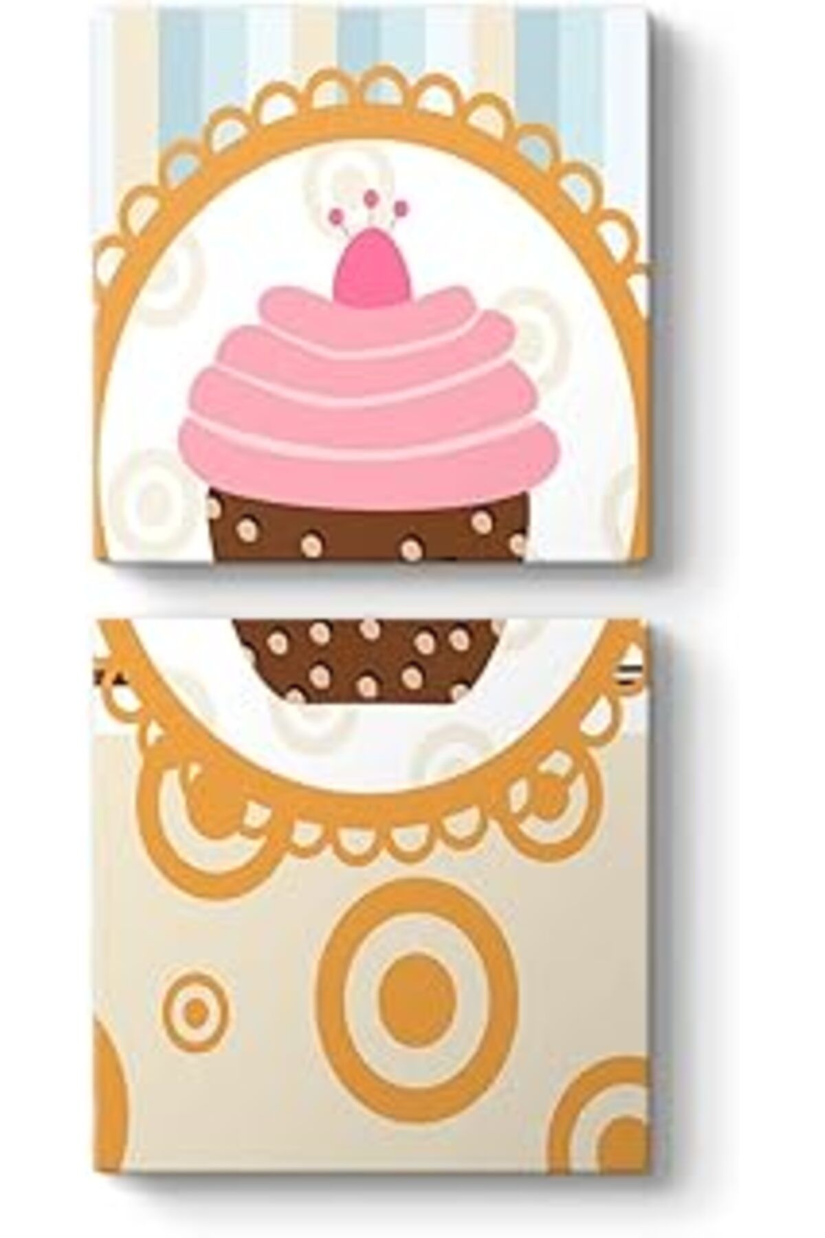 NETWORK ART Tabloshop Cupcake Vintage Tablo 60 X 123-2 Parçalı