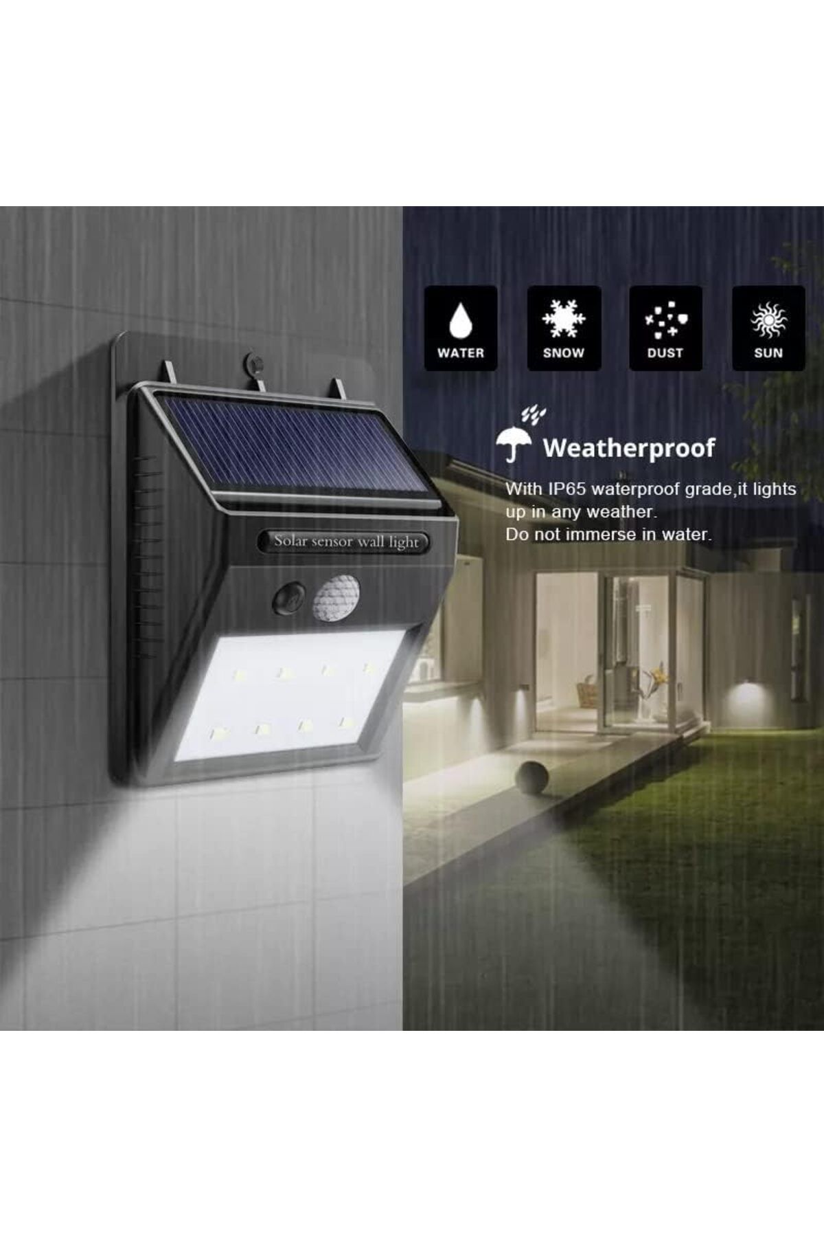 elsmor Hareket Sensörlü Güneş Enerjili Lamba 20 led Gün Işığı Renkli Bahçe Merdiven Kapı Önü Aydınlatma
