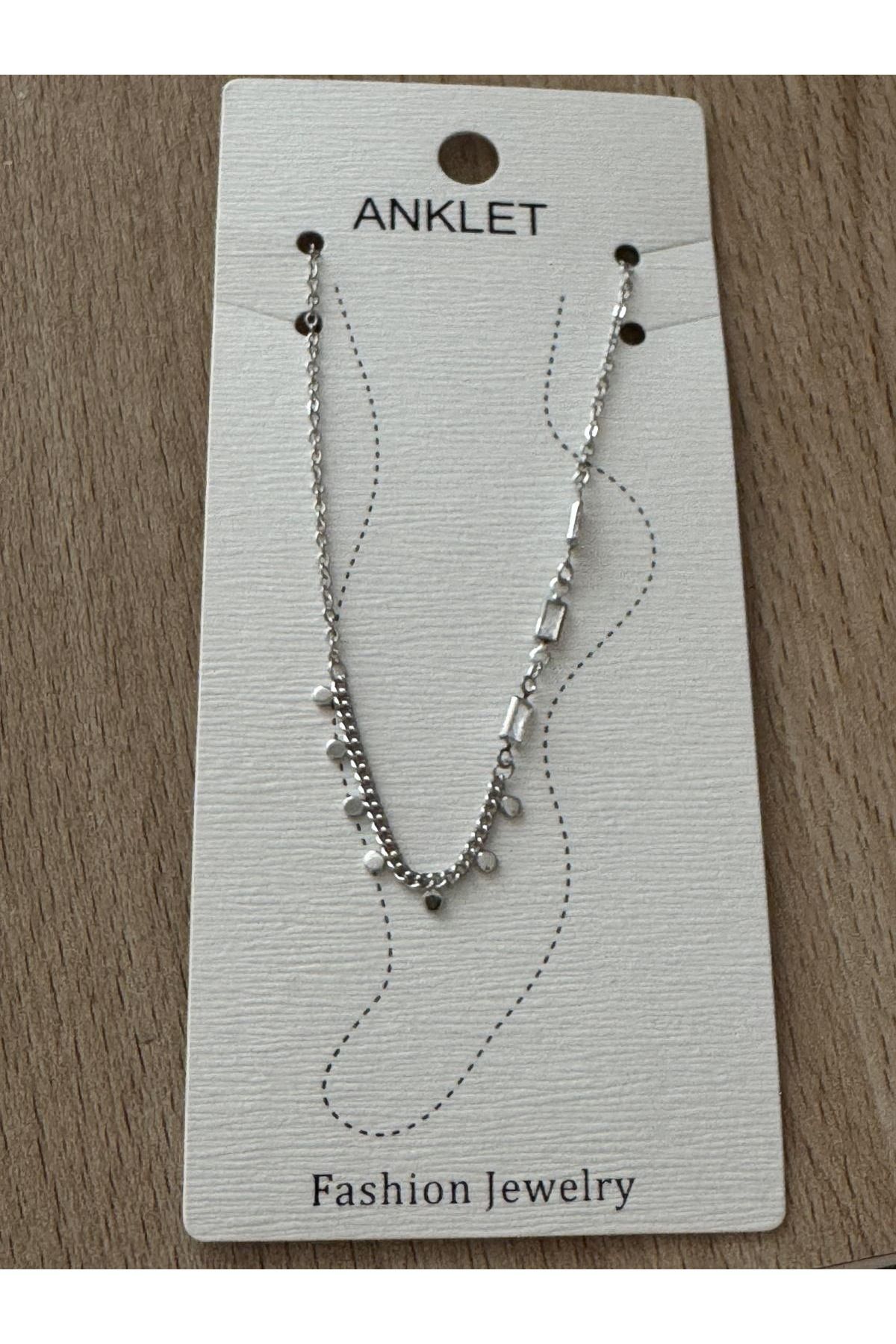 misstakıjewerly ÇELİK GÜMÜŞ RENK SALLANTILI BAGET TAŞLI HALHAL