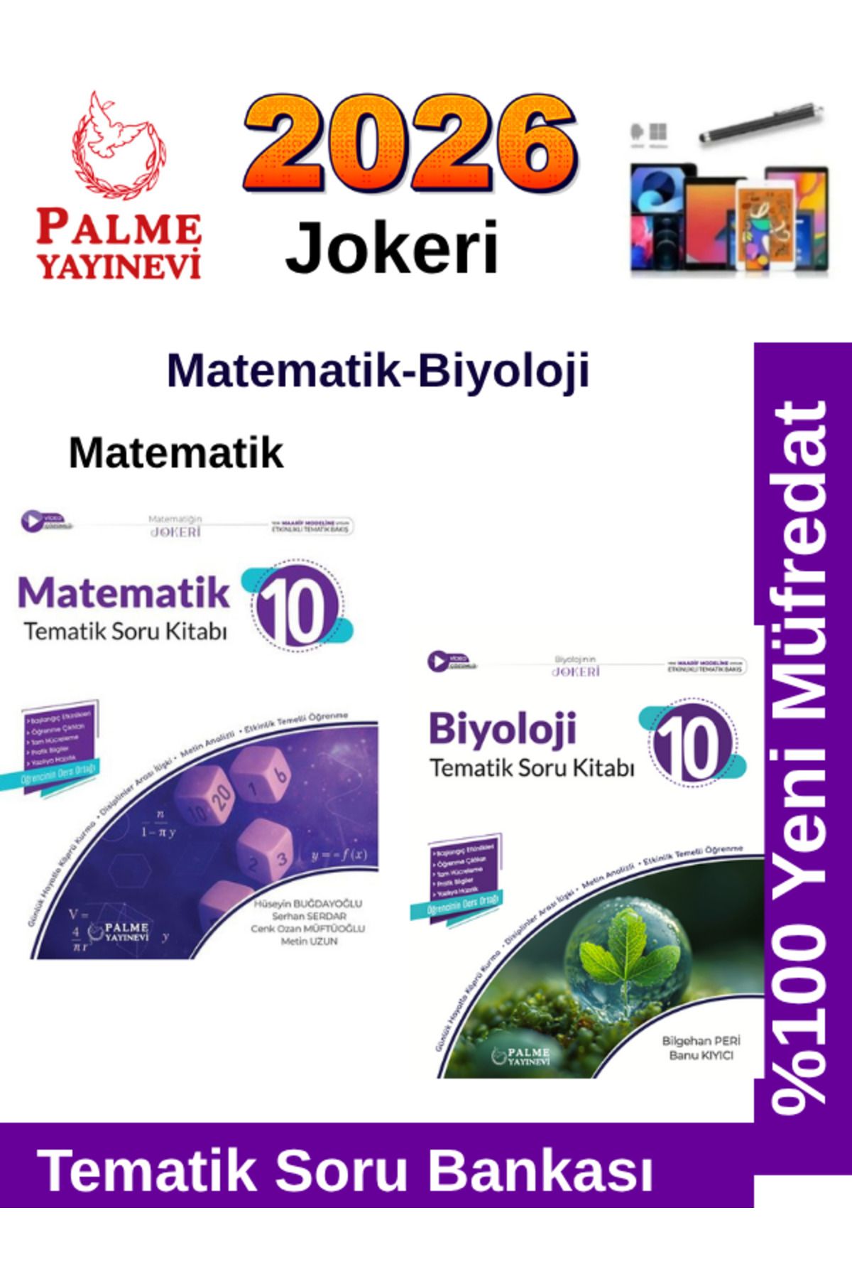 Palme Yayınevi 2026 10.Sınıf Matematik-Biyoloji %100 Yeni Müfredat Tematik Soru Bankası+Android Kalem