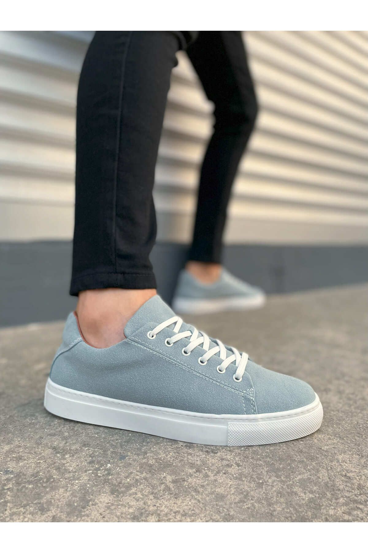 Joy Ayakkabı JY122 Mode Bağcıklı Süet Erkek Günlük Sneaker Ayakkabı SBT - Mavi