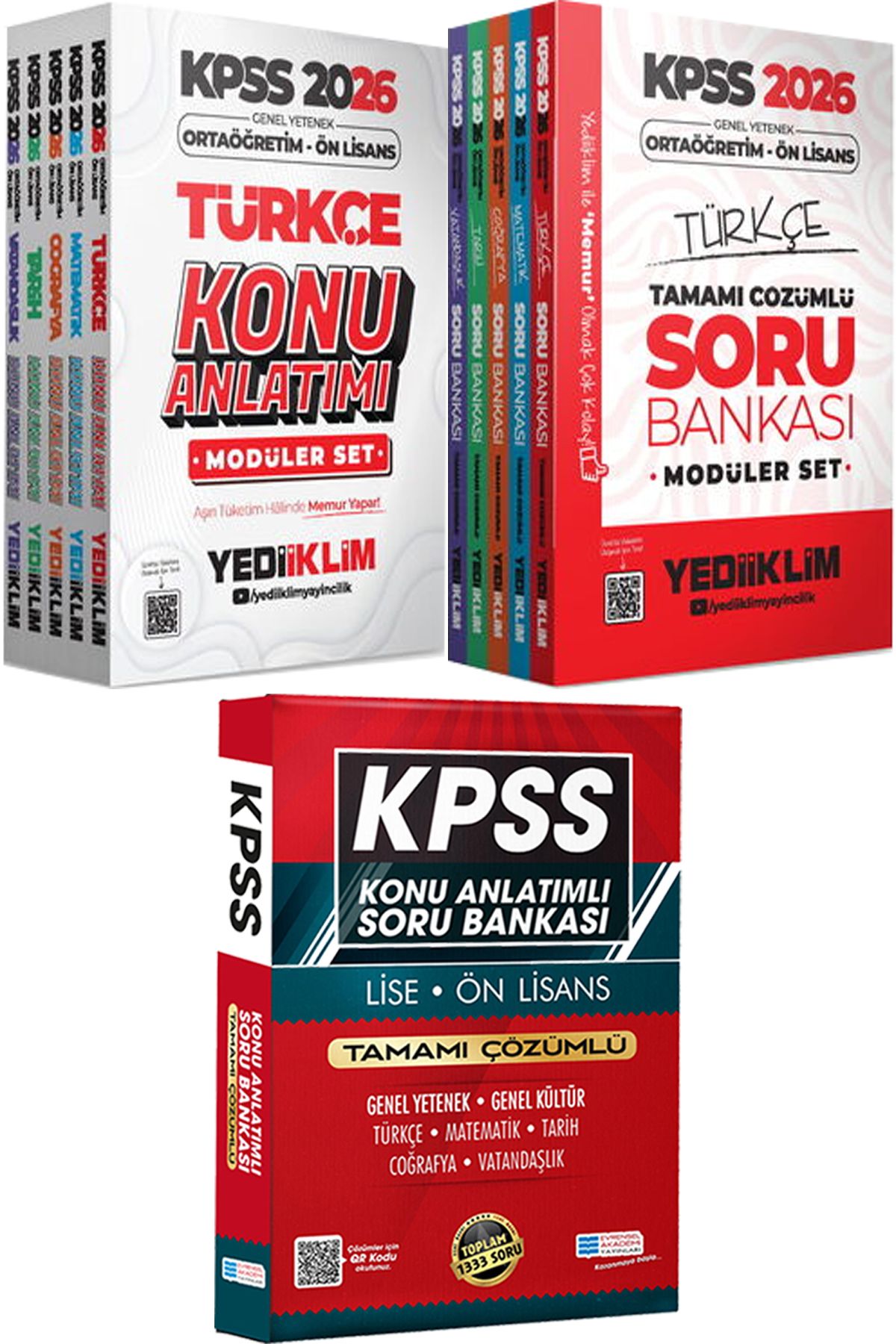 Yediiklim Yayınları 2026 KPSS Ortaöğretim Ön Lisans Konu Modüler Set - Soru Bankası - Lise Önlisans Konu Ant. Soru