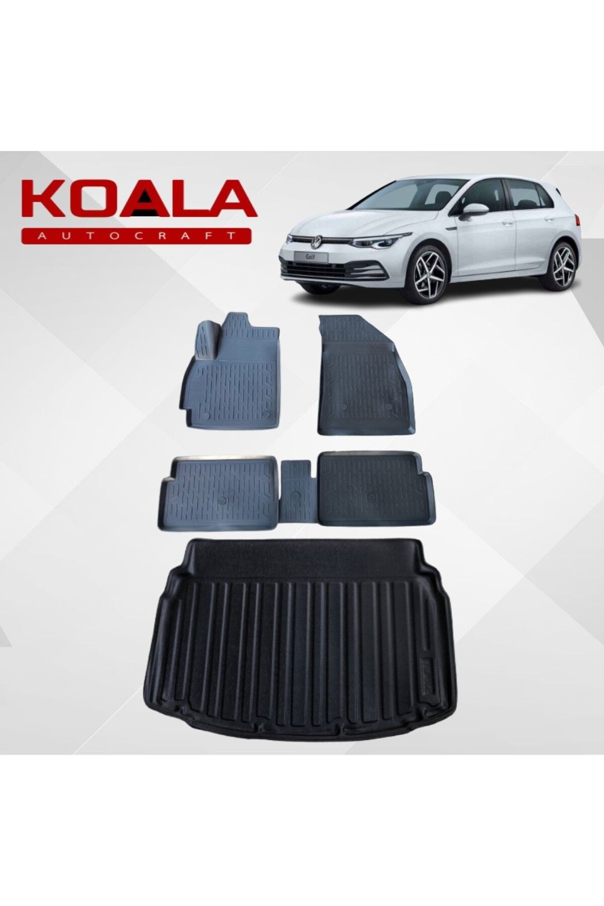 KoalaOtoTekstil Vw Golf 8.5 8 E Tsi Otomatik (2021+..) Ile Uyumlu - Araca Özel Paspas ve Bagaj Havuzu(ALT KADEME)
