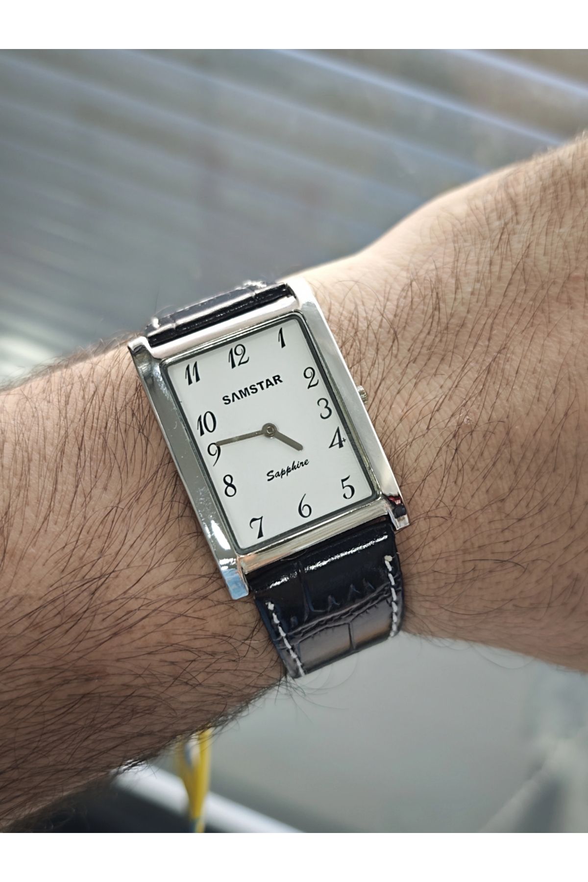 Samstar vintage unisex deri kayış köşeli kol saati