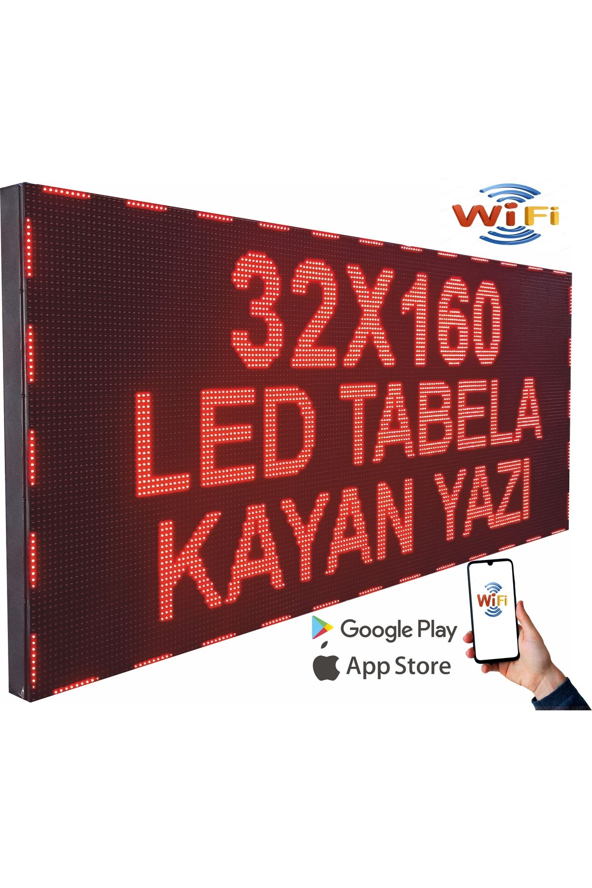 Ledeksis Led Tabela Tek Taraflı 32X160CM LED TABELA KAYAN YAZI WİFİ (Telefondan Yazı Değiştirme)