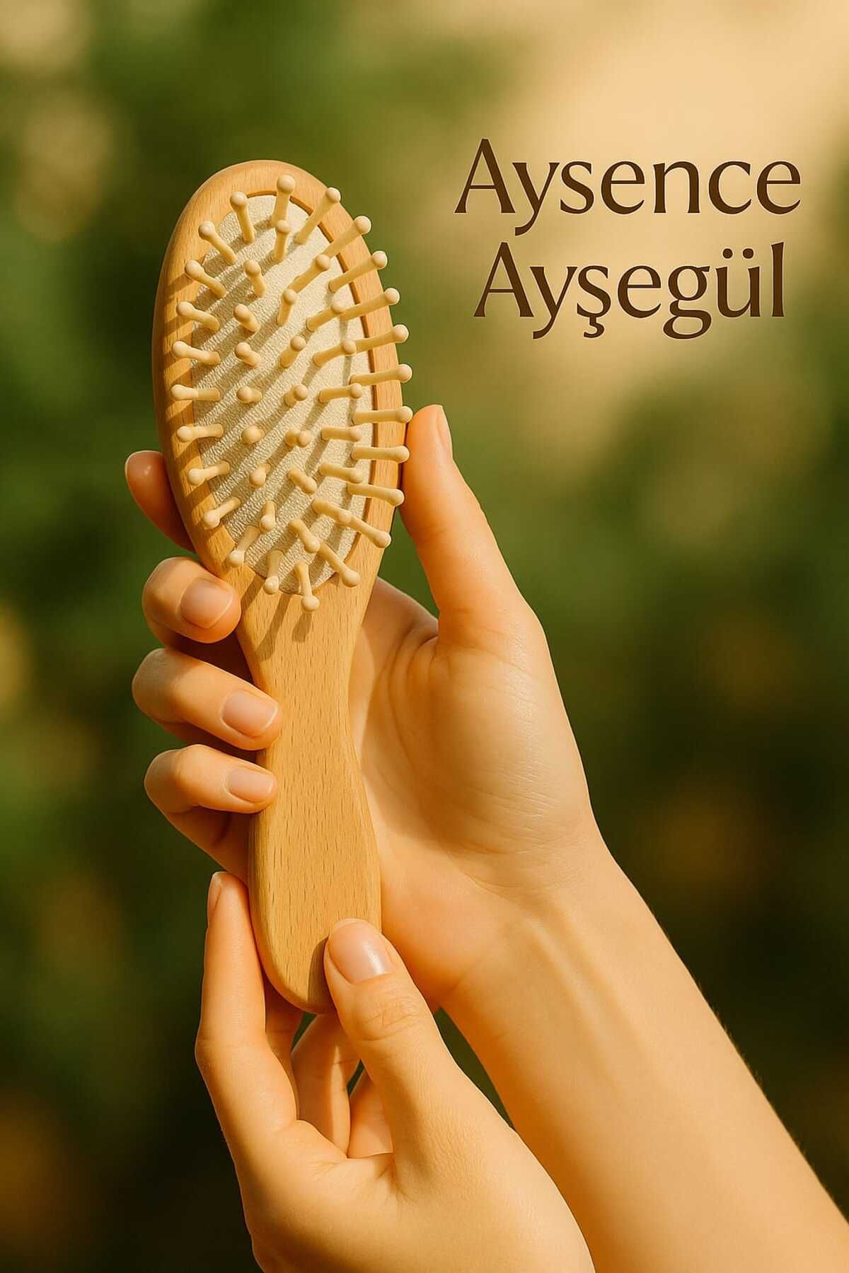 AYSENCE7 Aysence.Ayşegül Doğal Ahşap Saç Fırçası | Masaj Etkili Saç Tarağı