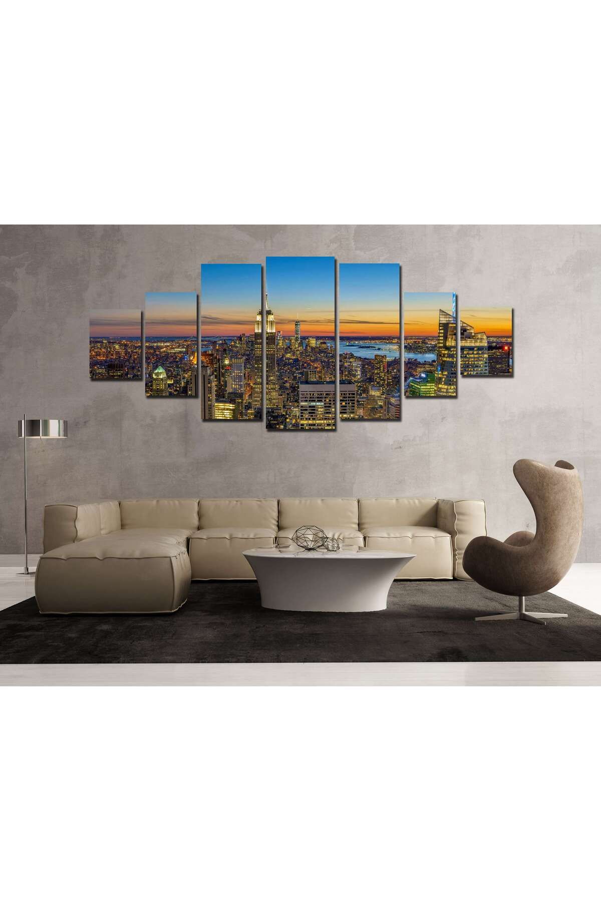 startonight-Set Tablou DualView Startonight Apus in oras, 7 piese, 100 x 240 cm 4