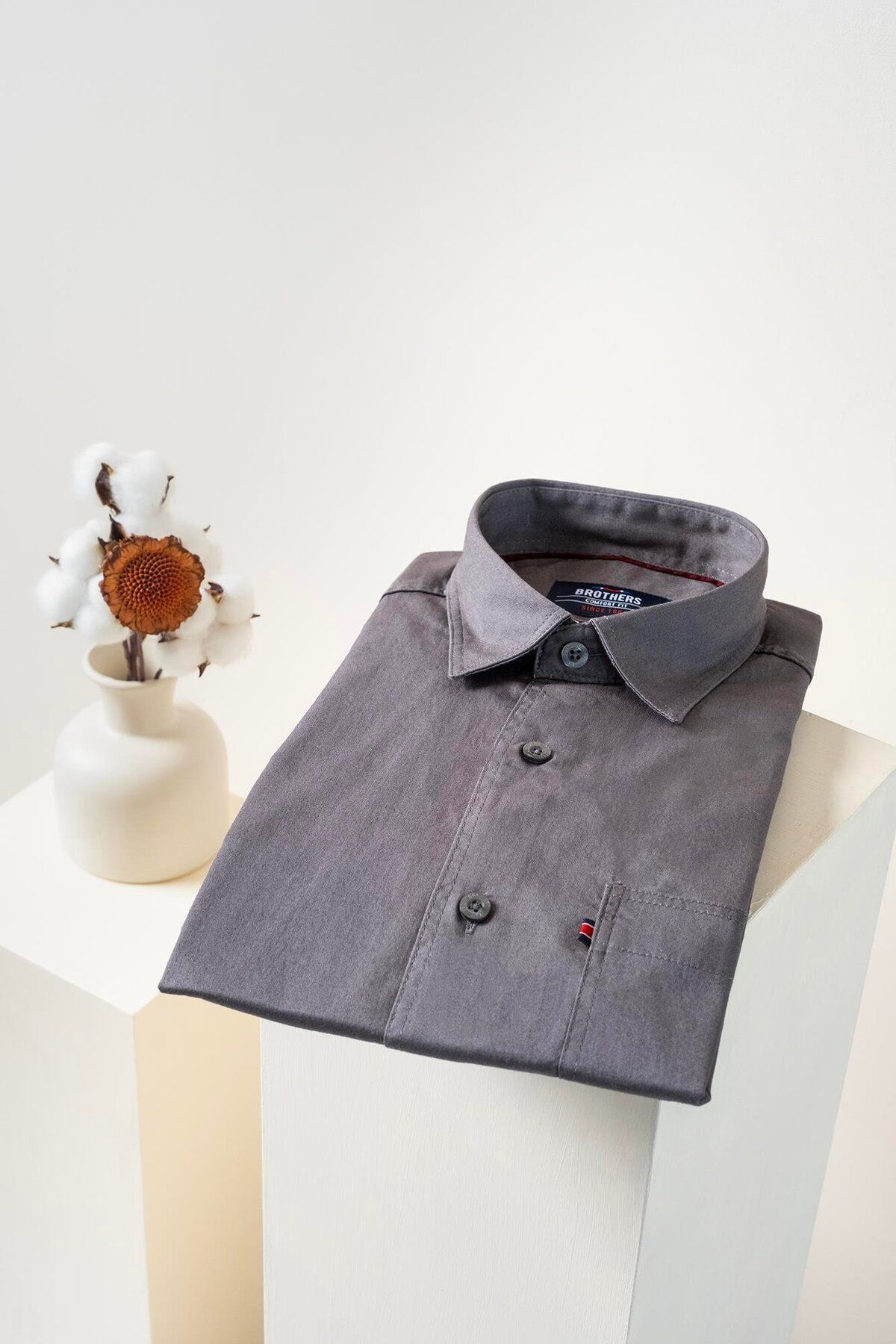 Brothers Erkek Comfort Fit Basic Kısa Kol Tek Cepli Yıkamalı Gabardin Gömlek Kansas Ss B01.251.428 -