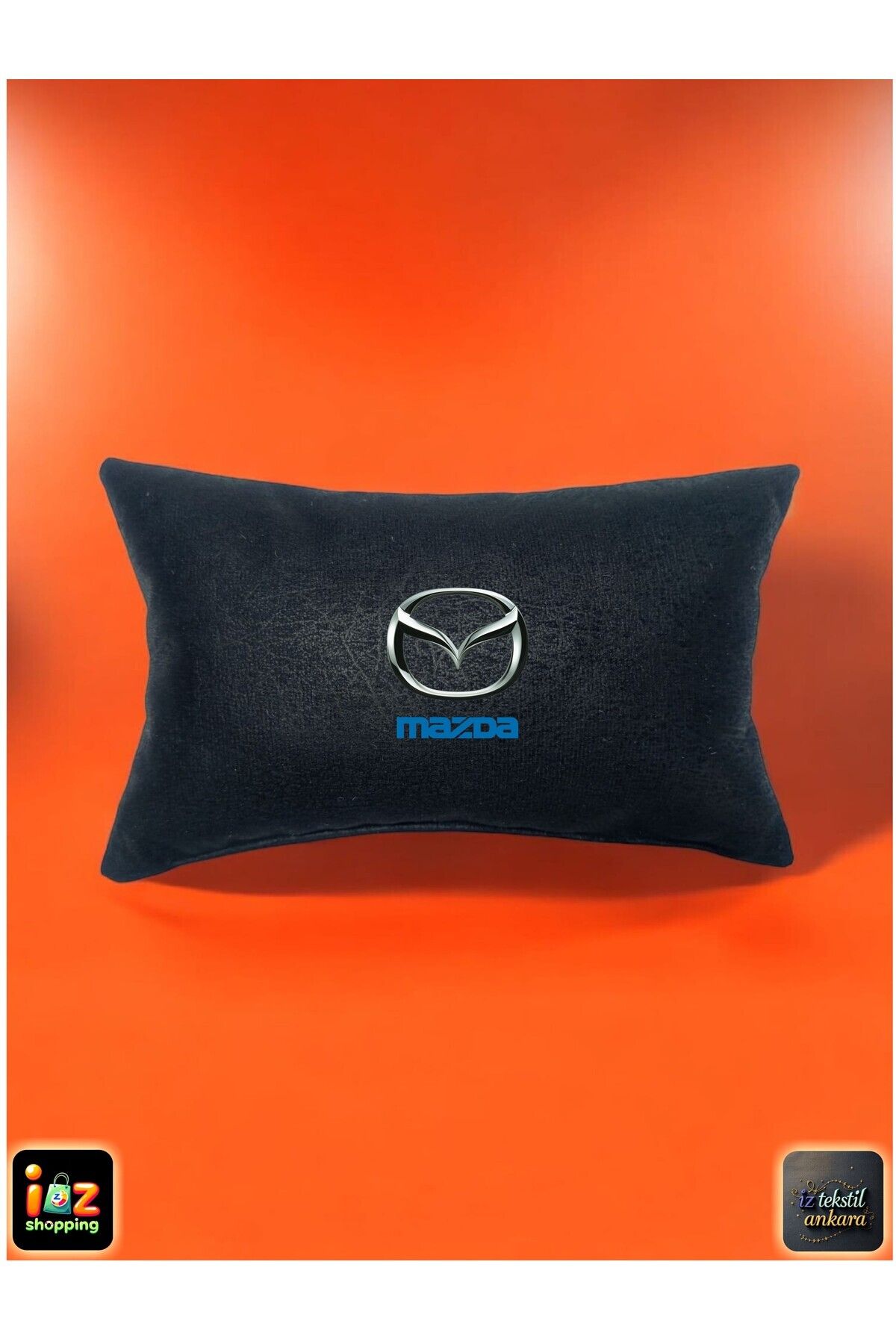 teknotrust Ortopedik Siyah Boyun Yastığı, Baskılı, 17x27cm, Araç İçin Rahat Destek