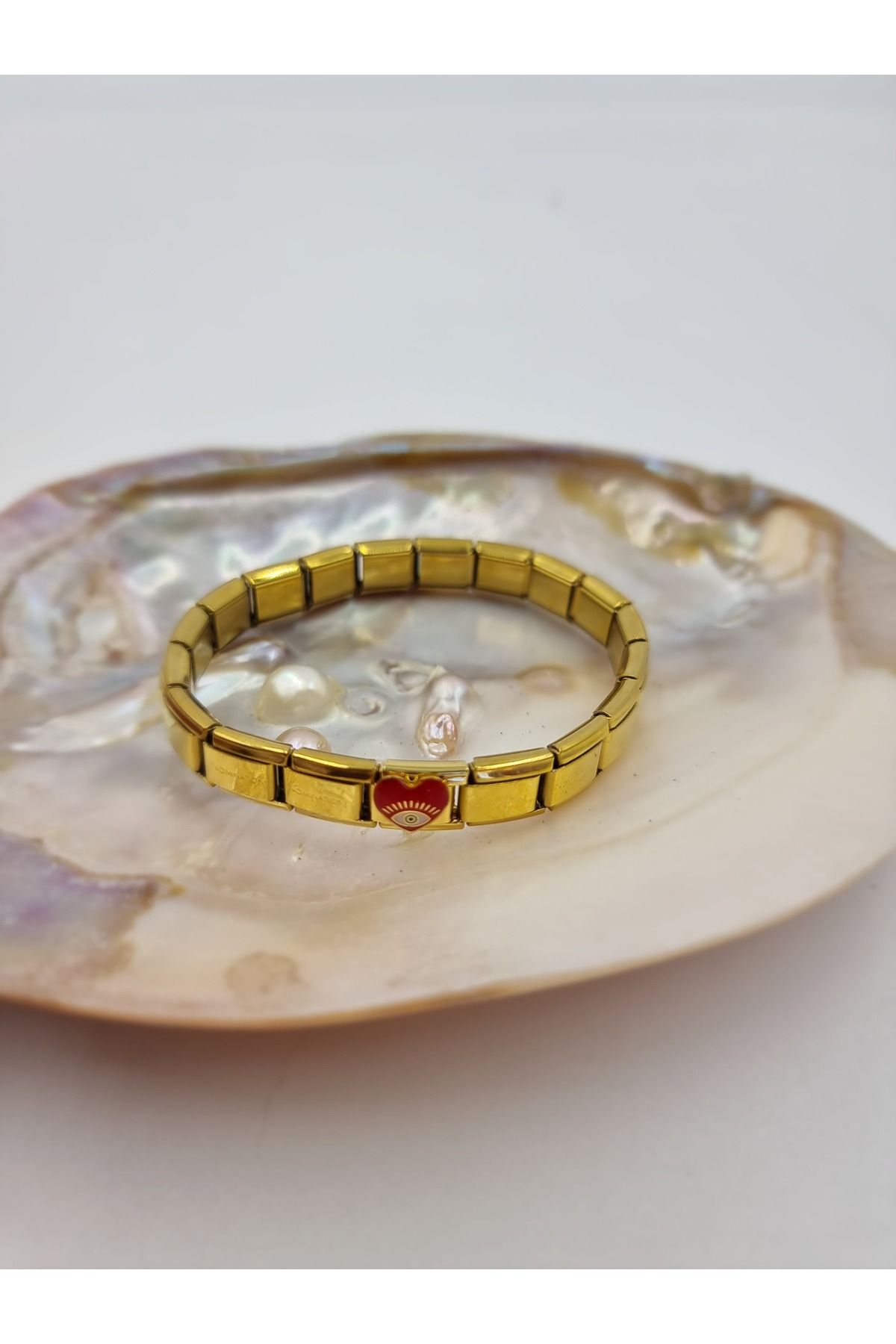 MZAtelier Gold İtalyan Kalp Charm Bileklik