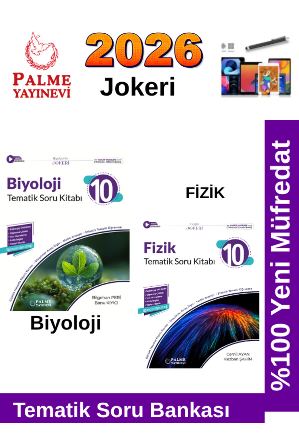 Palme Yayınevi 2026 10.Sınıf Fizik-Biyoloji %100 Yeni Müfredat Tematik Soru Bankası+Android Kalem
