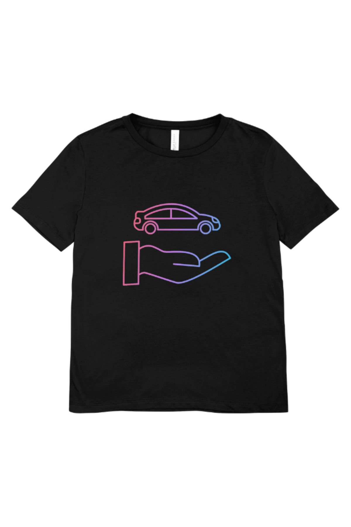 madeora Baskılı Unisex Siyah Tişört, CANLI RENKLİ SOLMAZ