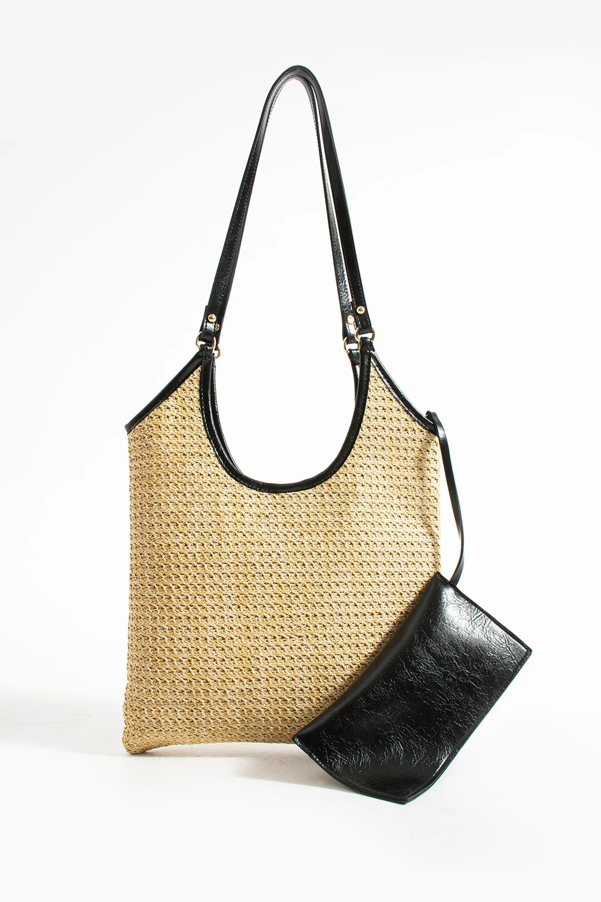 BK Bags & Accessories Hasır Omuz Çanta & Deri Detaylı Mini Cüzdanlı Yazlık Model