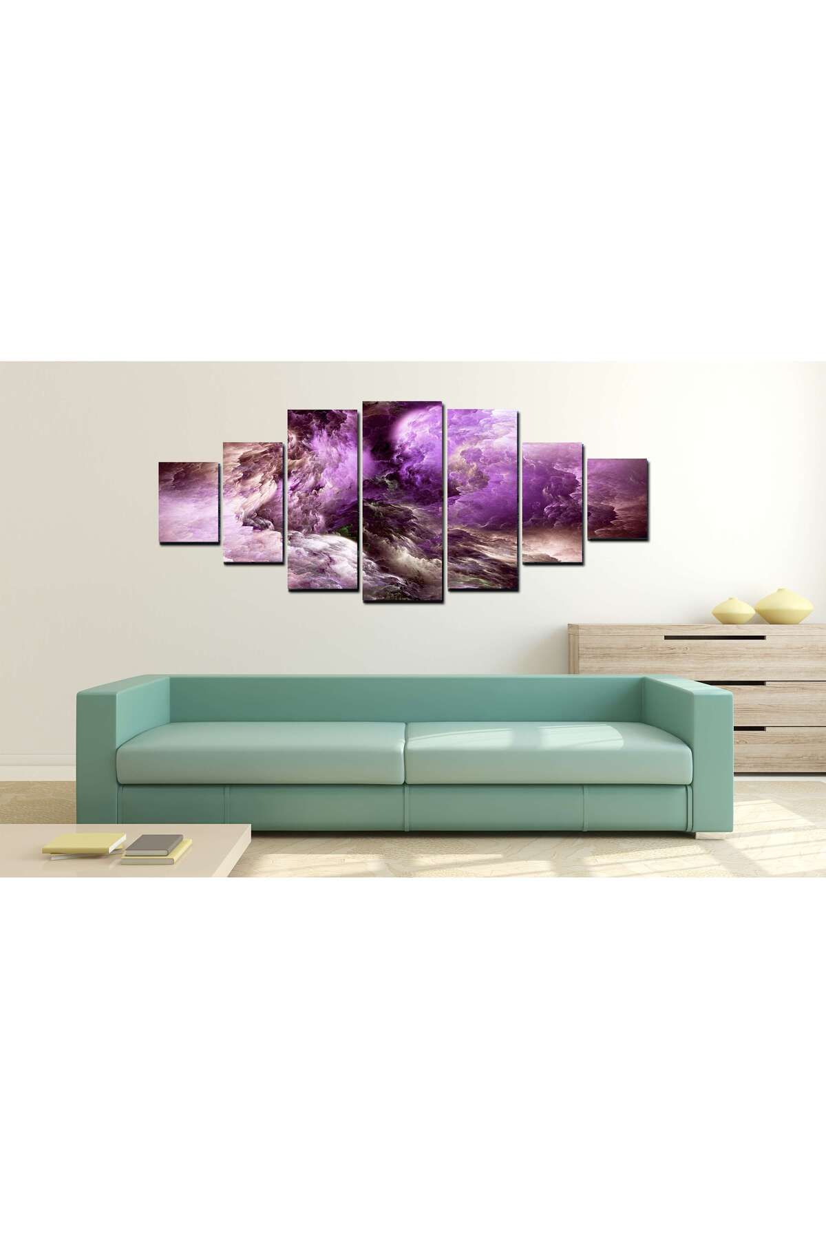 startonight-Set Tablou DualView Startonight Violet abstract, 7 piese, 100 x 240 cm 3