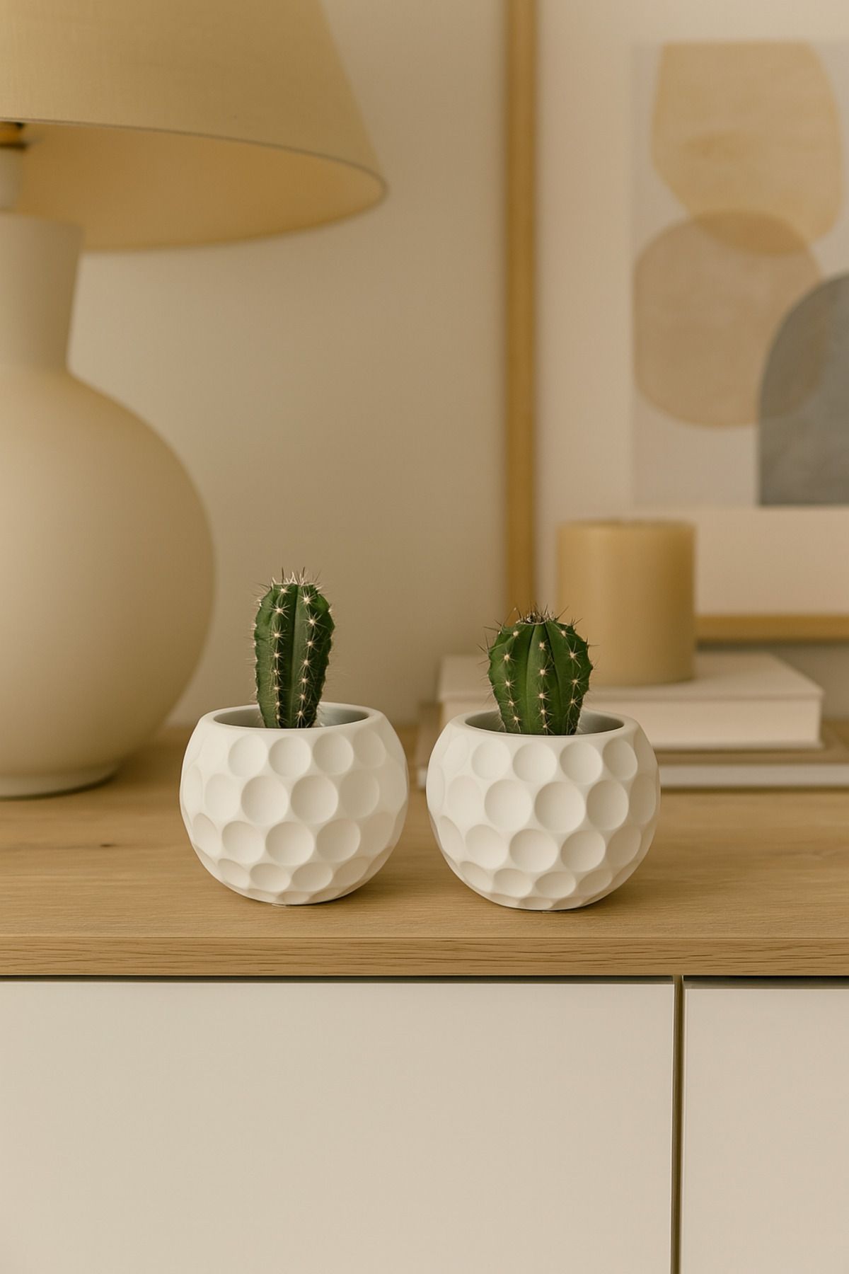 LUMİNA 2'li Set Iskandinav , Minimal Dekoratif Beton Vazo - Saksı Seti