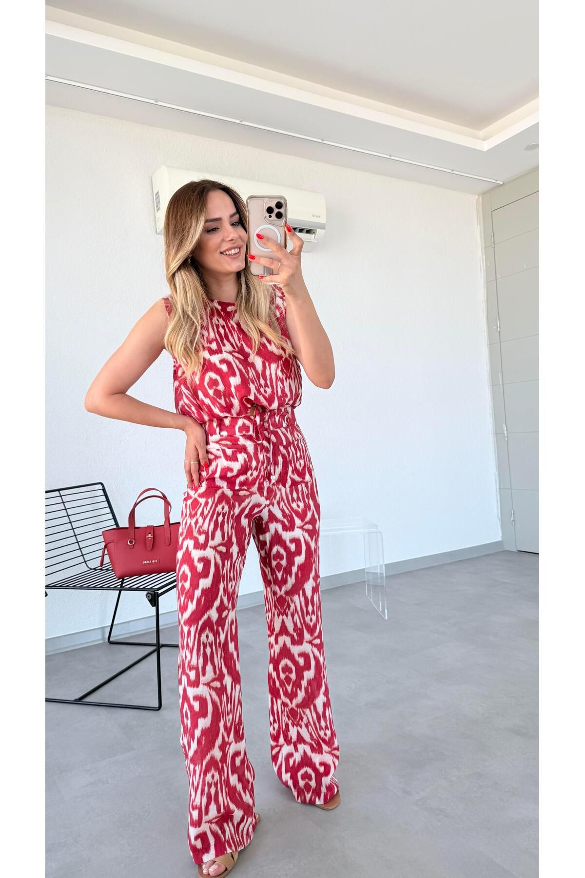 pelin yıldız butik Vual Kumaş Desenli Takım