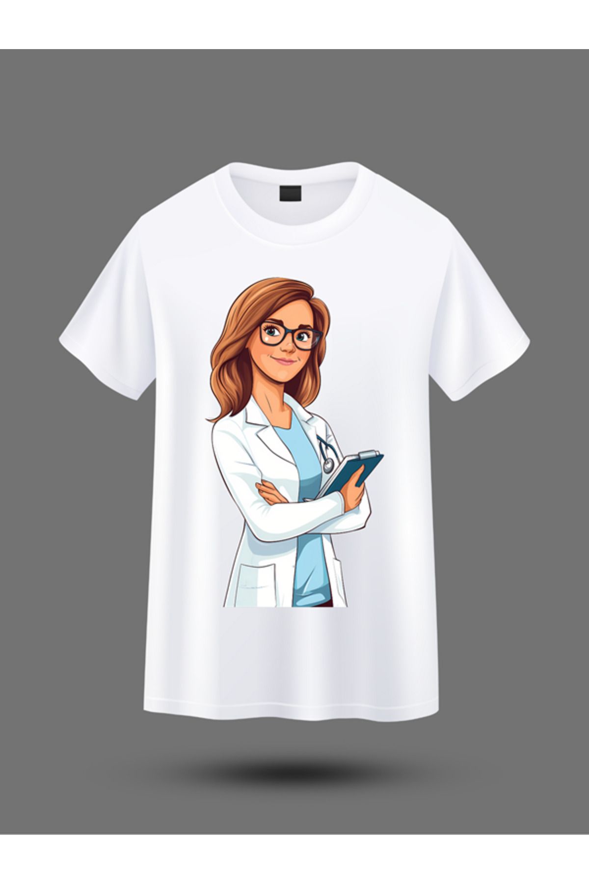 BERFA STORE Çizimli Doktor Karakterli Tişört – Sağlıkçı Hediyesi