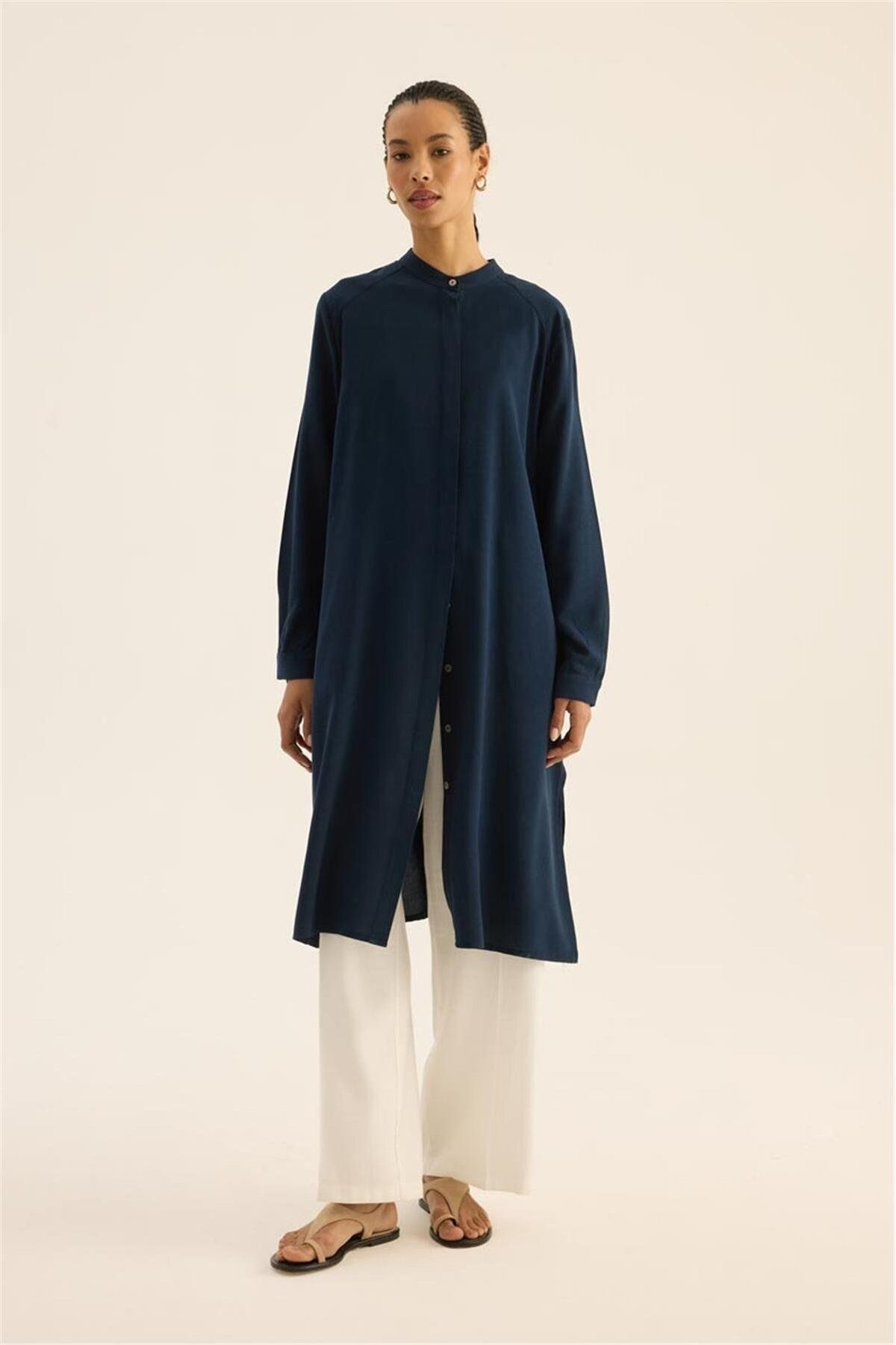 ALYOSHA FASHION İnce Yazlık Tunik Lacivert