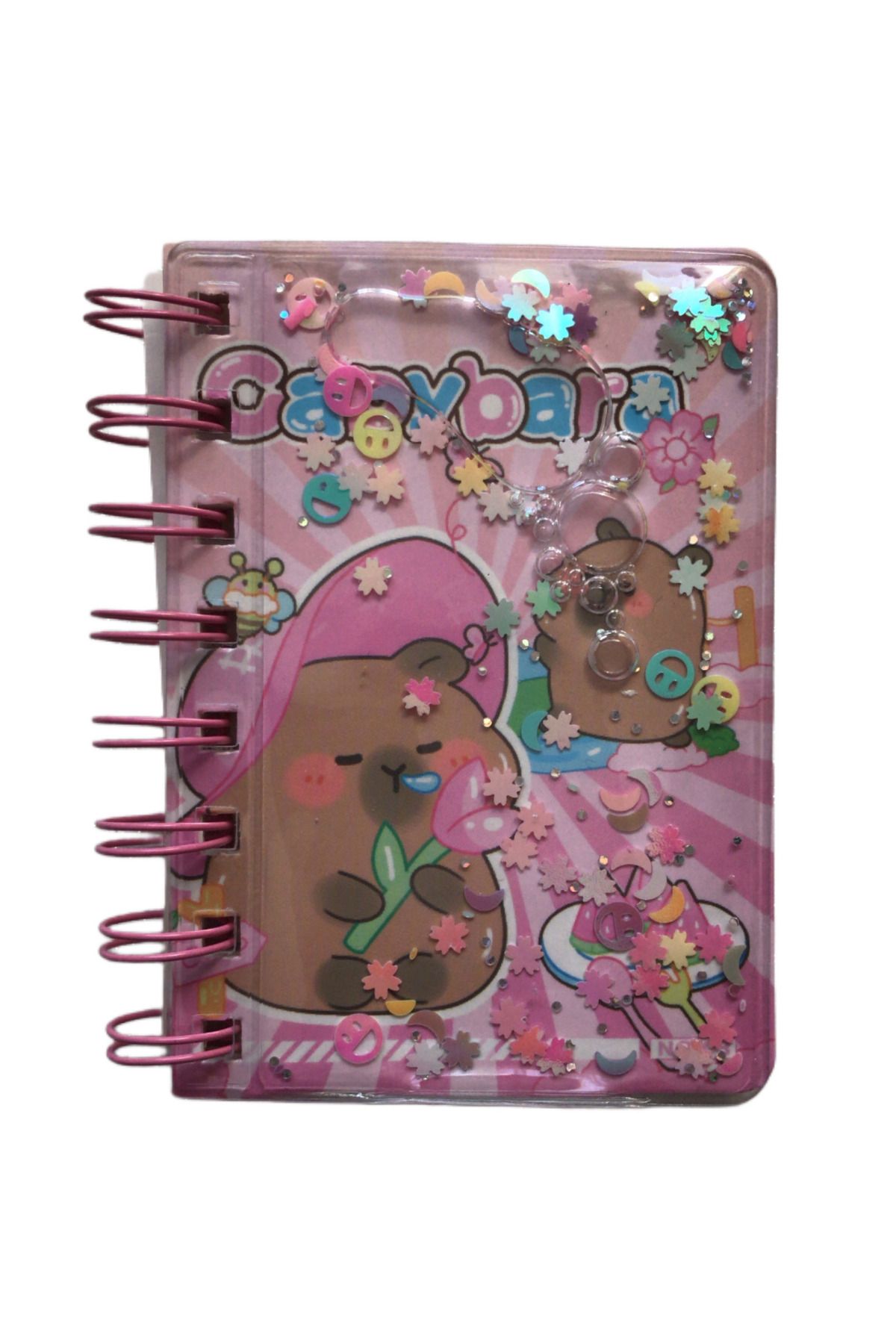 AurorAccessory Capybara Figür Sulu Renkli Simli Mini Not Defteri 72 Yaprak 7*10 cm 001E
