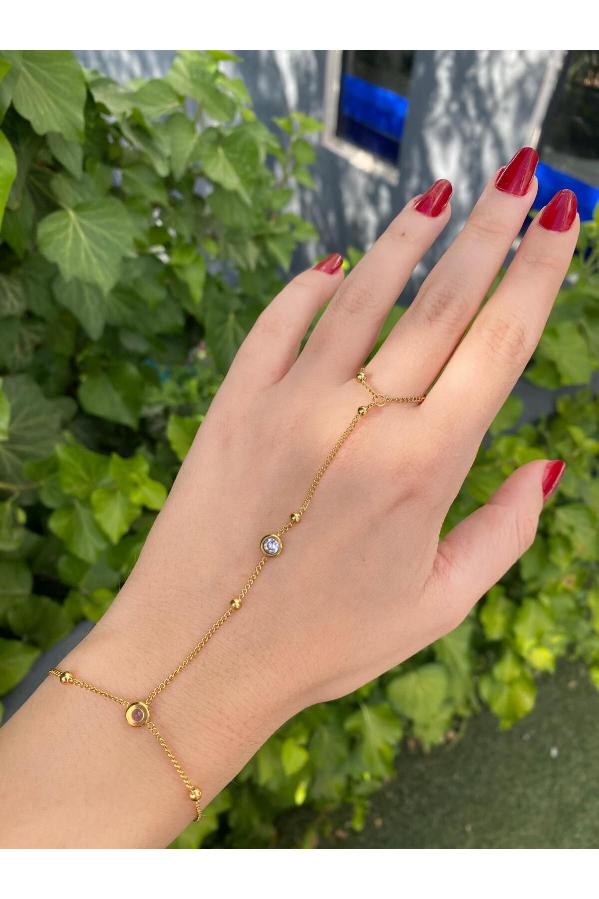 sain jewelry Gold renk taşlı zincirli şahmeran