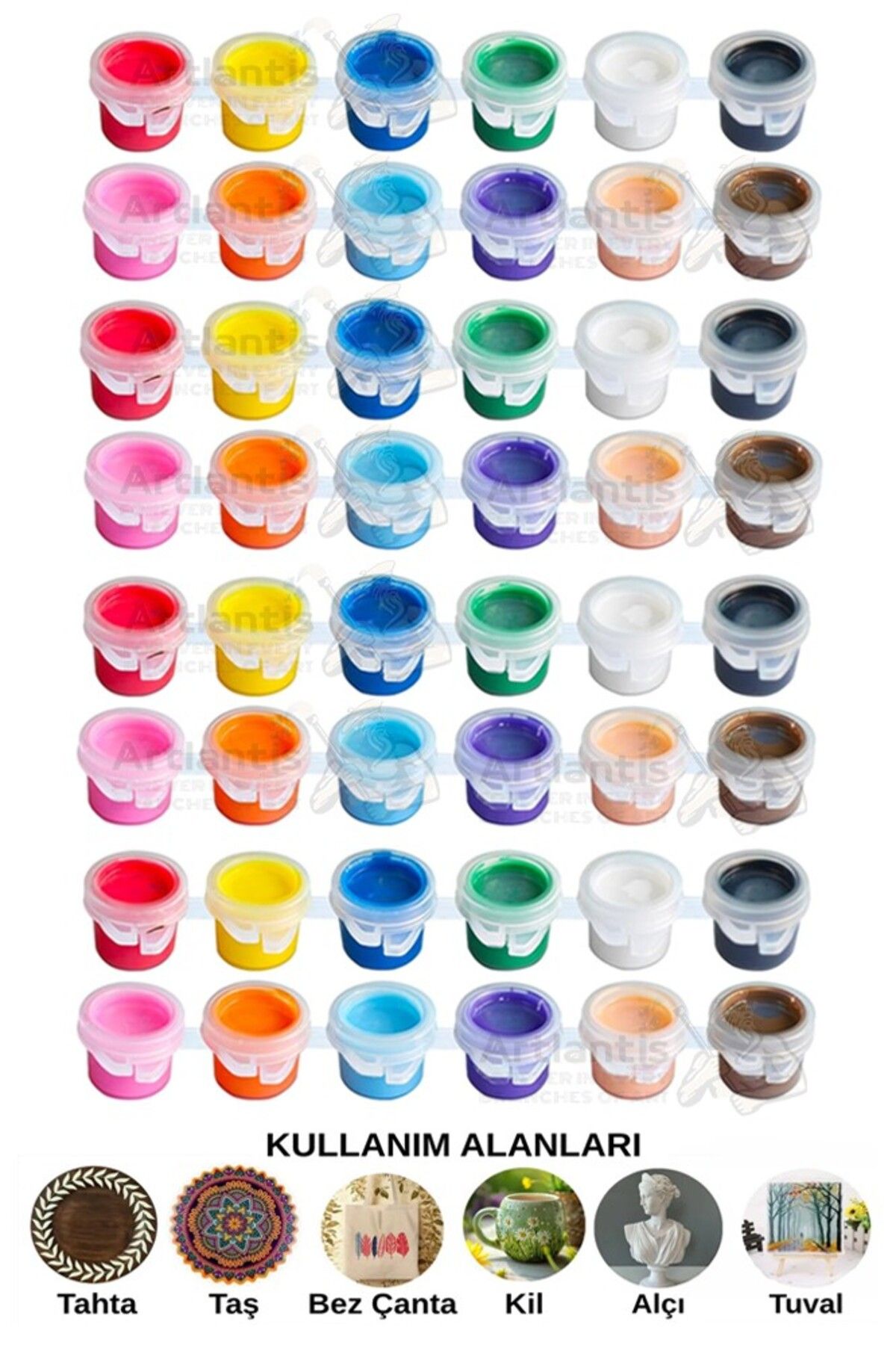 Artlantis Akrilik Boya 3 ml 12 Renk 4 Paket Mini Küçük Akrilik Boya Taş Ahşap Seramik Tuval Alçı Tuval Etkinli