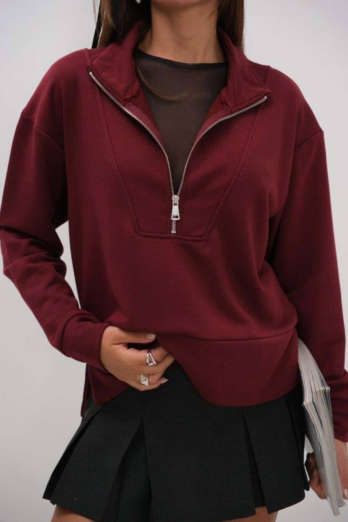 modamtn Fermuar Ve Dikiş Detaylı Sweatshirt