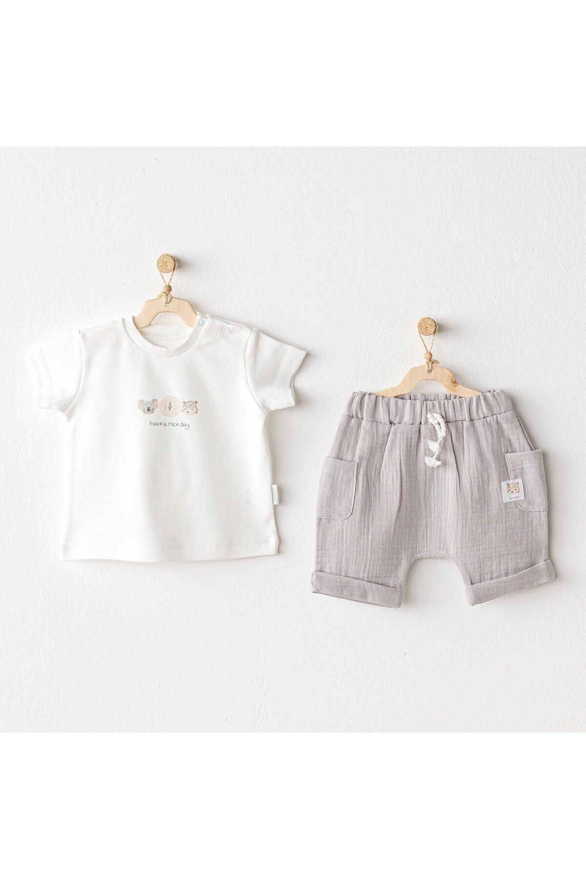 MBB ETİCARET Andywawa AC25847 Happy Animals 2'Li Bebek Takım Grey
