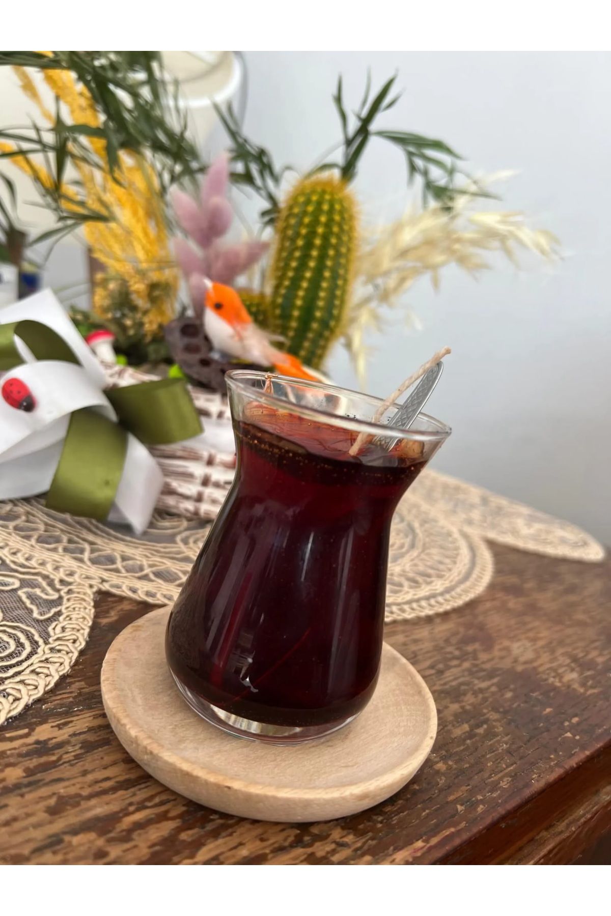 El Emeği Çay bardağı görünümlü jel mum