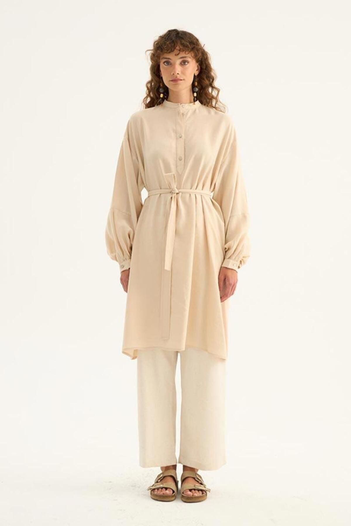 ALYOSHA FASHION Ferah Dökümlü Tunik Krem