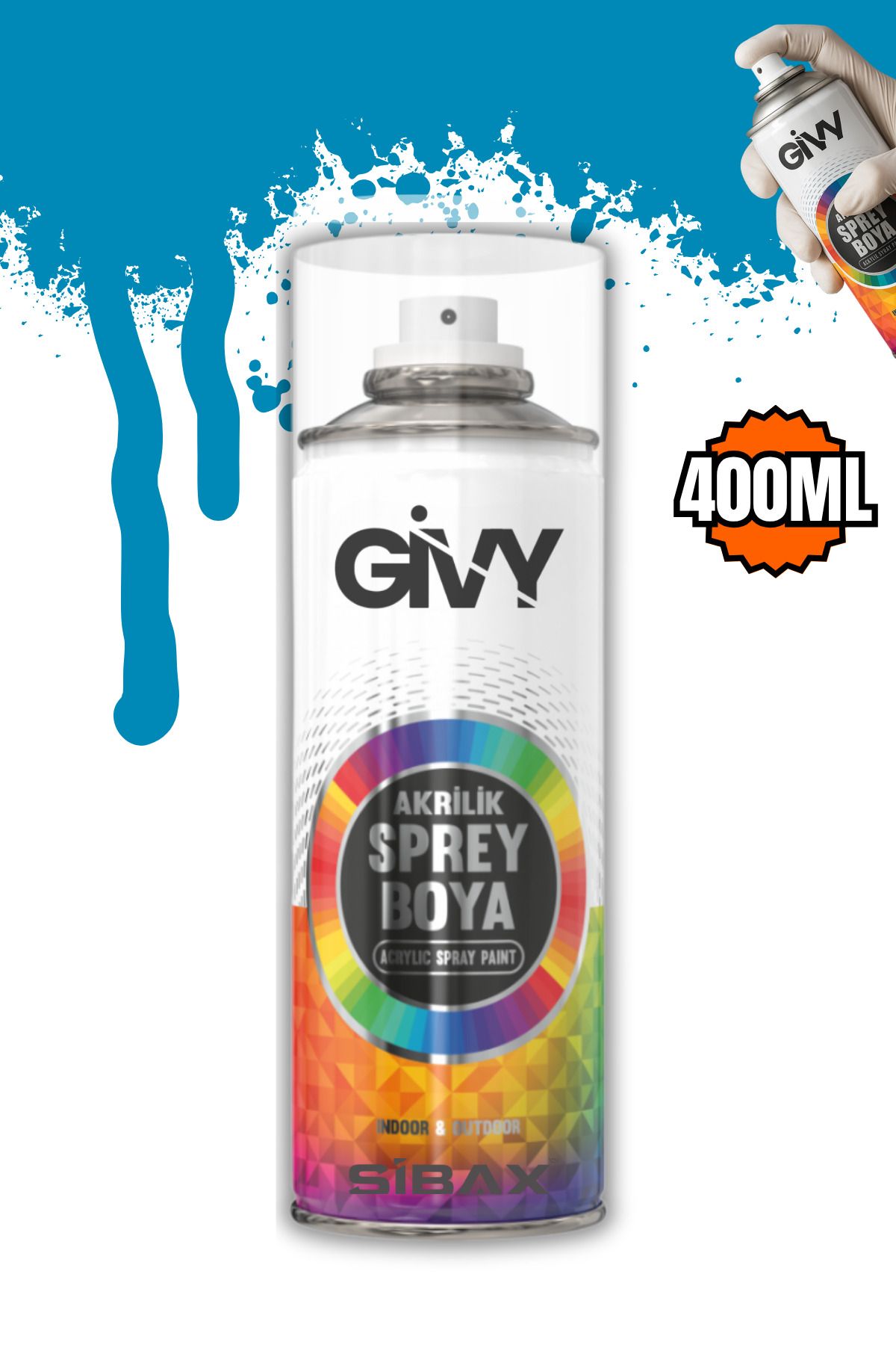 GİVY Akrilik Sprey Boya Açık Mavi RAL 5012 400 ml