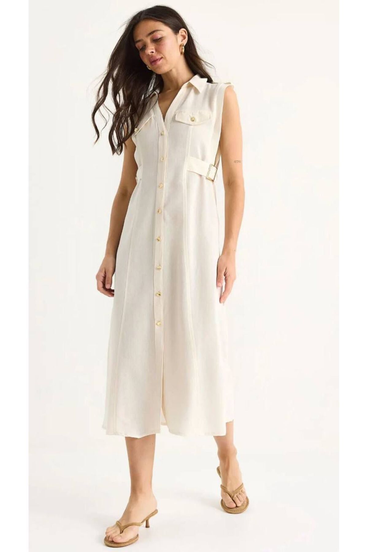 Büşra Fashion ZR Model Keten Elbise